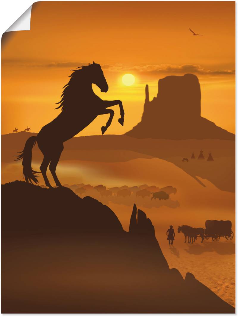 Artland Wandbild »Freiheit für den schwarzen Mustang«, Haustiere, (1 St.), als Leinwandbild, Wandaufkleber oder Poster in versch. Grössen von Artland