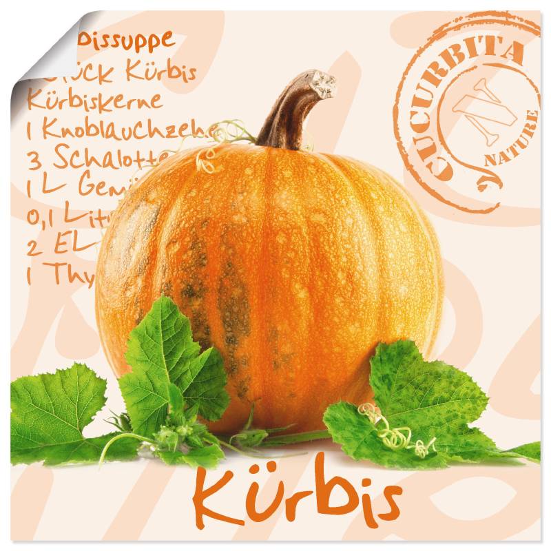 Artland Wandbild »Gelber Kürbis mit grünen Blättern«, Lebensmittel, (1 St.), als Poster, Wandaufkleber in verschied. Grössen von Artland