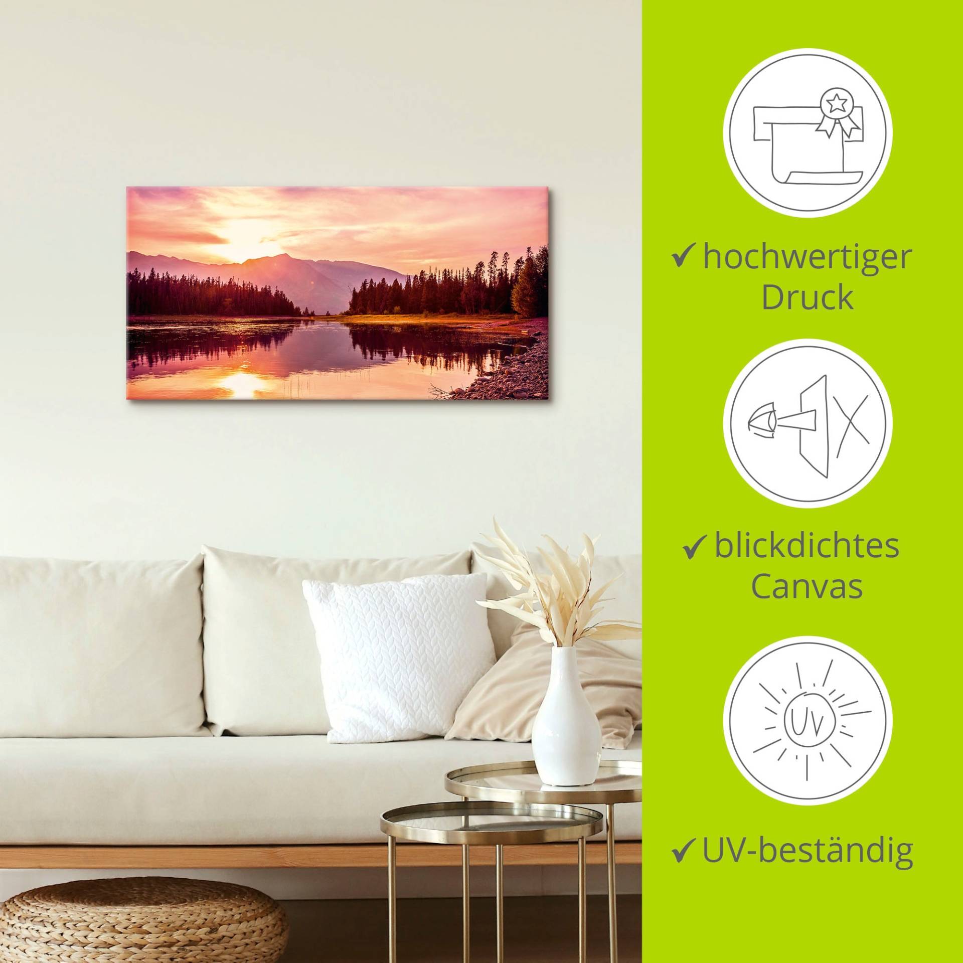 Artland Wandbild »Grand Teton Gebirge bei Sonnenuntergang«, Sonnenaufgang & -untergang (1 Stück), in vielen Grössen & Produktarten - Alubild / Outdoorbild, Leinwandbild, Poster, Wandaufkleber / Wandtattoo auch für Badezimmer geeignet von Artland