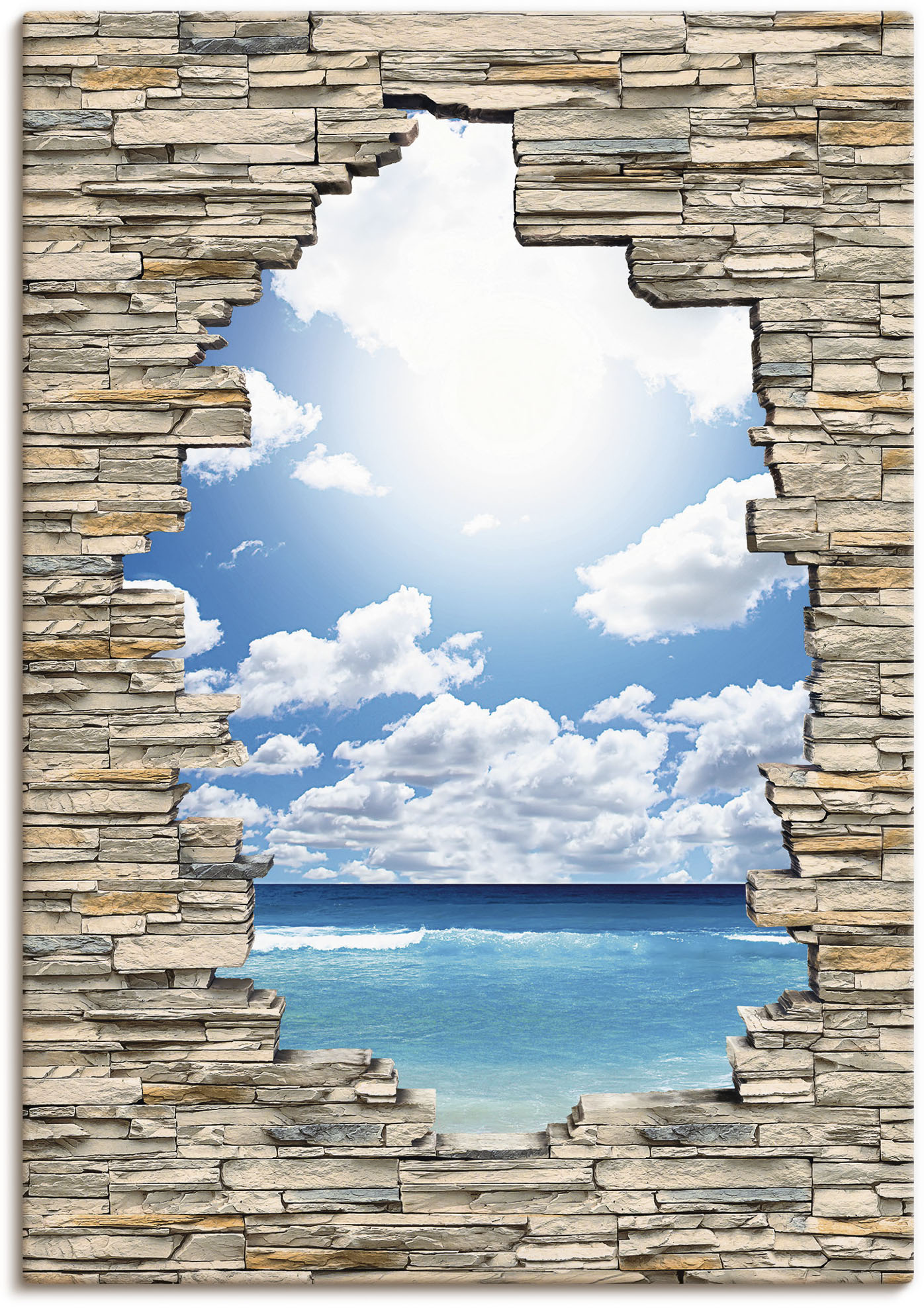 Artland Wandbild »Grossartige Strandlandschaft Steinmauer«, Strandbilder, (1 St.), als Leinwandbild in verschied. Grössen von Artland