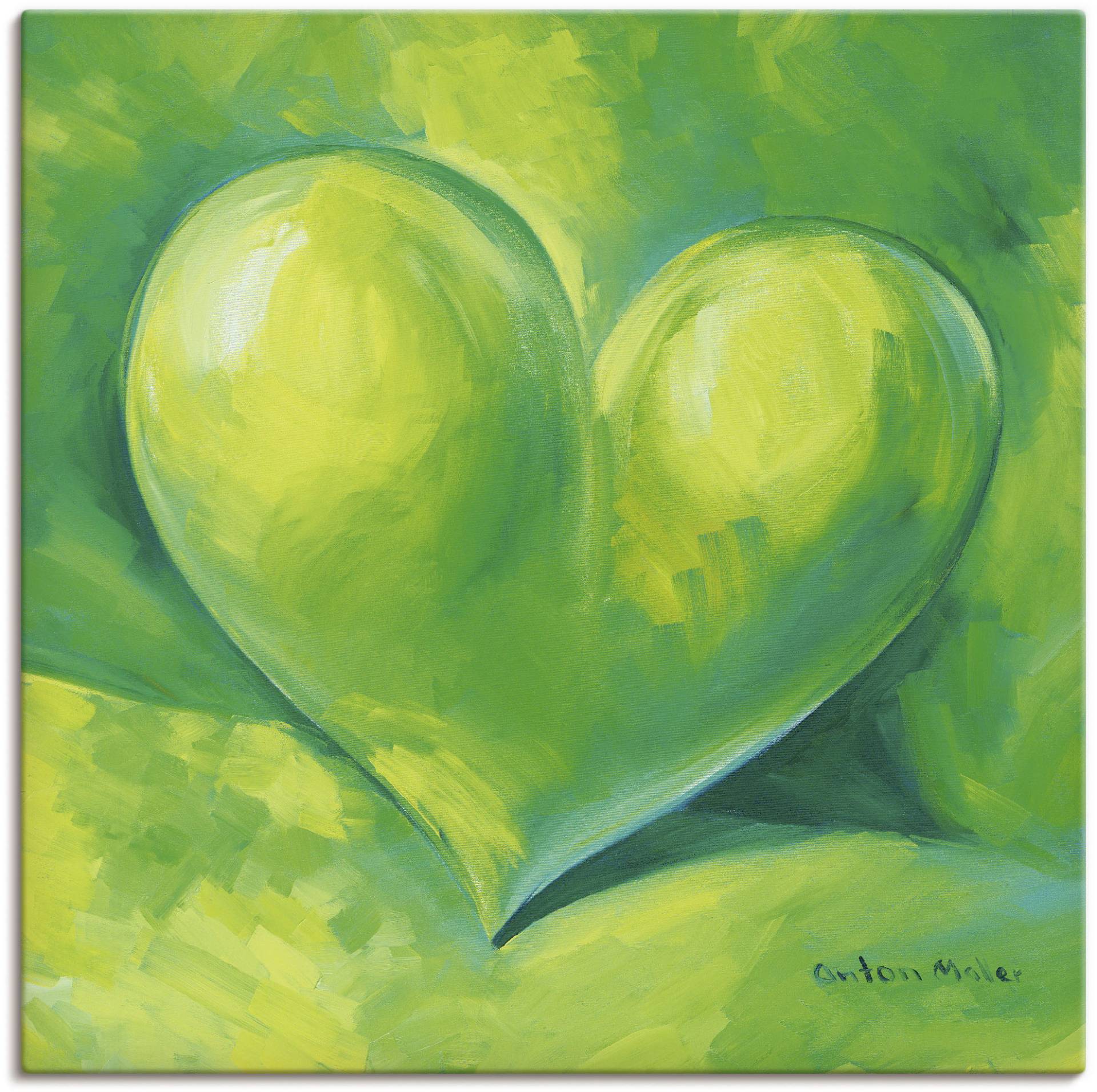 Artland Leinwandbild »Grünes Herz«, Herzen, (1 St.), auf Keilrahmen gespannt von Artland