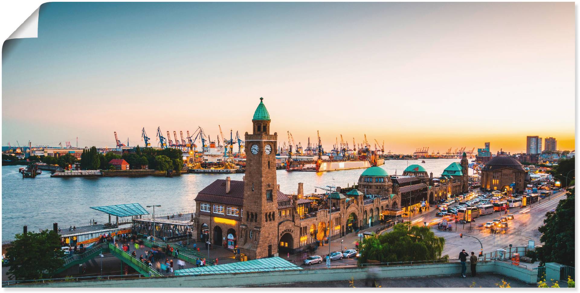 Artland Wandbild »Hamburg Hafen und Landungsbrücken«, Deutschland, (1 St.), als Alubild, Outdoorbild, Leinwandbild, Poster, Wandaufkleber Artland Wandbild »Hamburg Hafen und Landungsbrücken«, Deutschland, (1 St.), als Alubild, Outdoorbild, Leinwandbild, Poster, Wandaufkleber von Artland