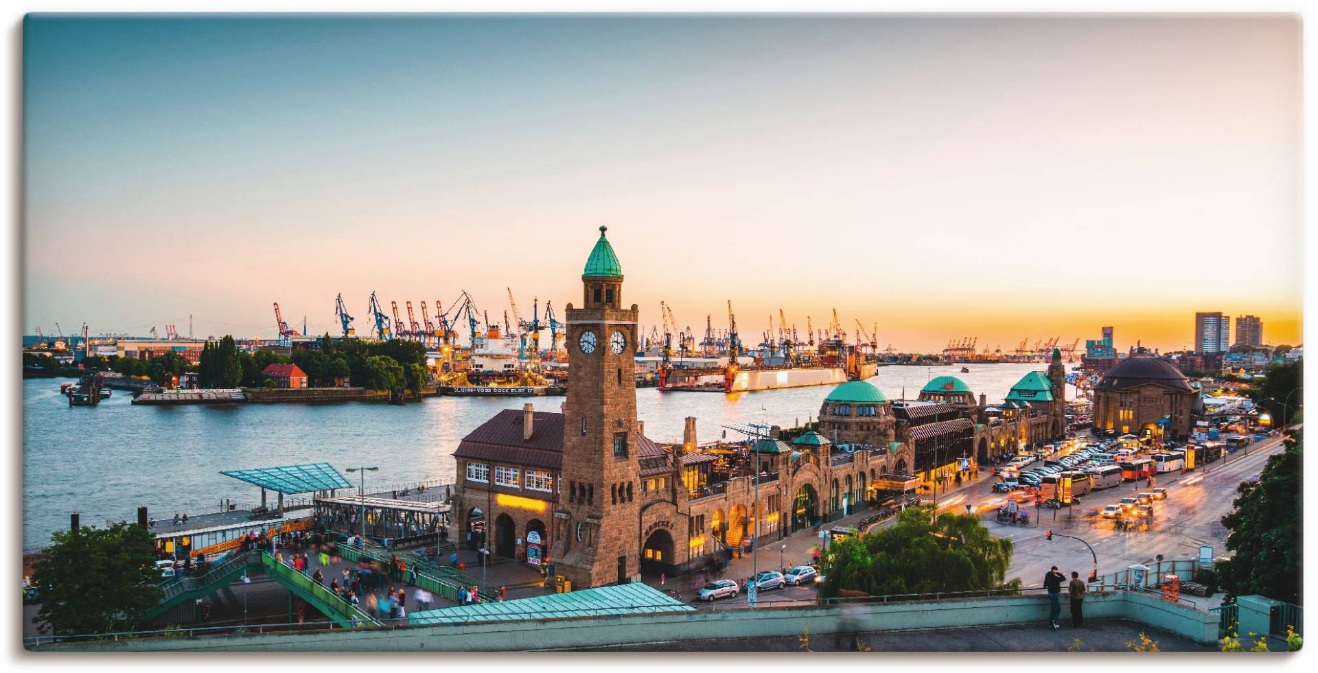 Artland Wandbild »Hamburg Hafen und Landungsbrücken«, Deutschland, (1 St.) von Artland