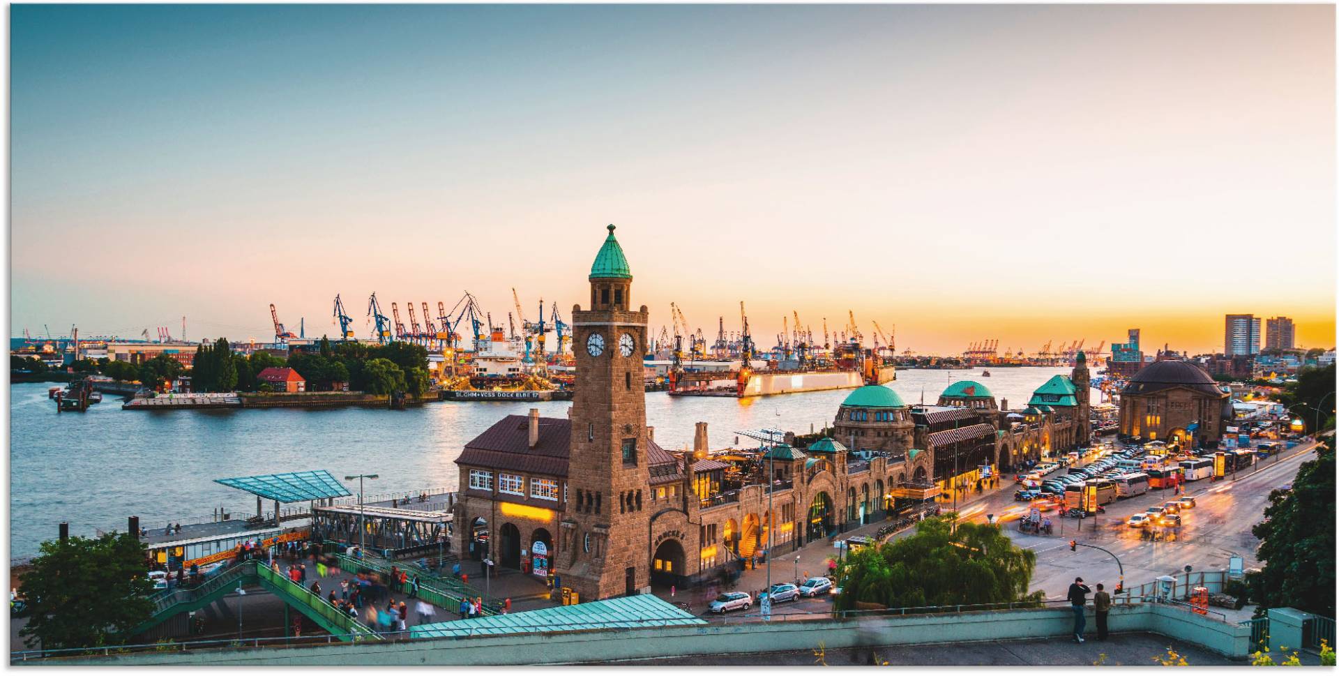 Artland Wandbild »Hamburg Hafen und Landungsbrücken«, Deutschland, (1 St.) von Artland