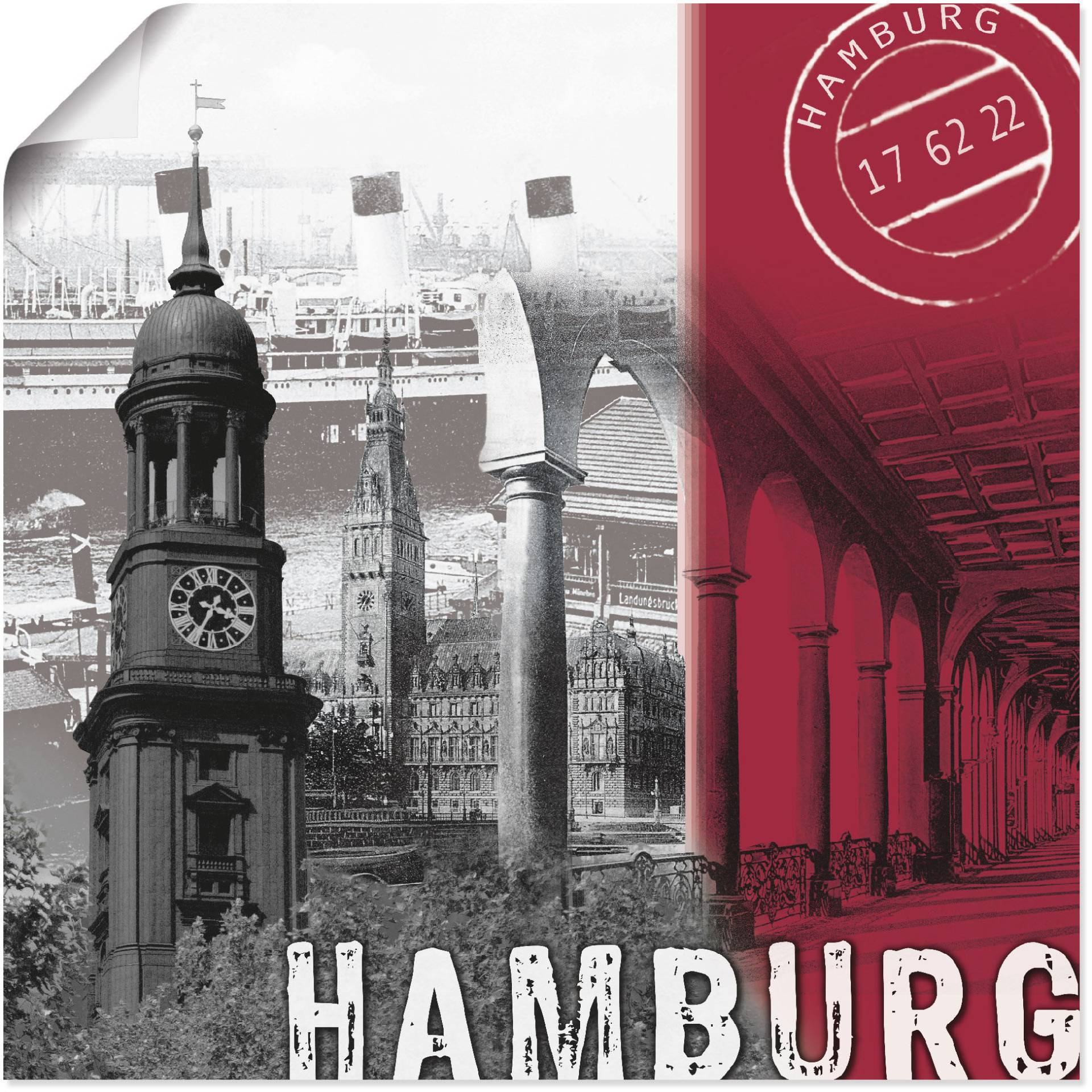 Artland Wandbild »Hamburg_ bordeauxrot«, Deutschland, (1 St.), als Leinwandbild, Poster in verschied. Grössen Artland Wandbild »Hamburg_ bordeauxrot«, Deutschland, (1 St.), als Leinwandbild, Poster in verschied. Grössen von Artland