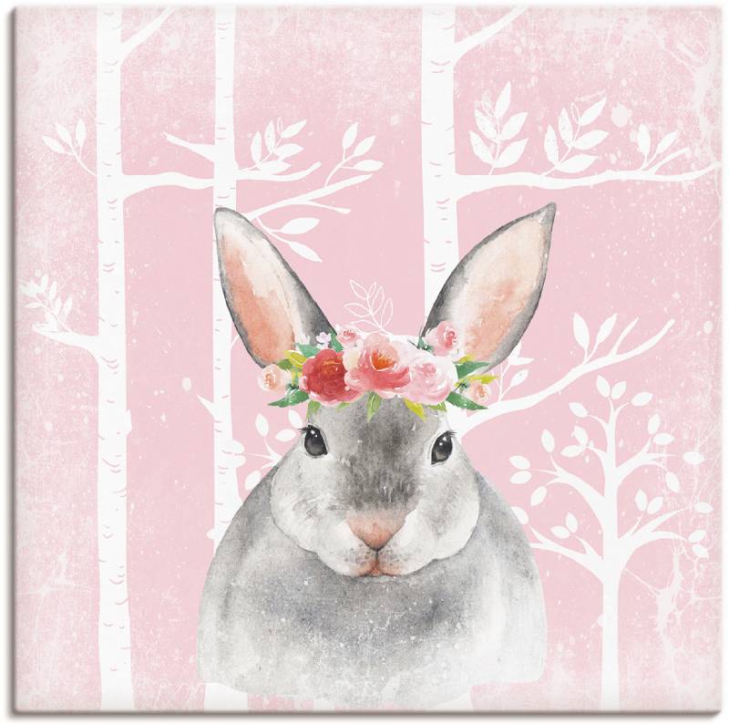 Artland Leinwandbild »Hase mit Blumen im pink Wald«, Tiere, (1 St.) von Artland