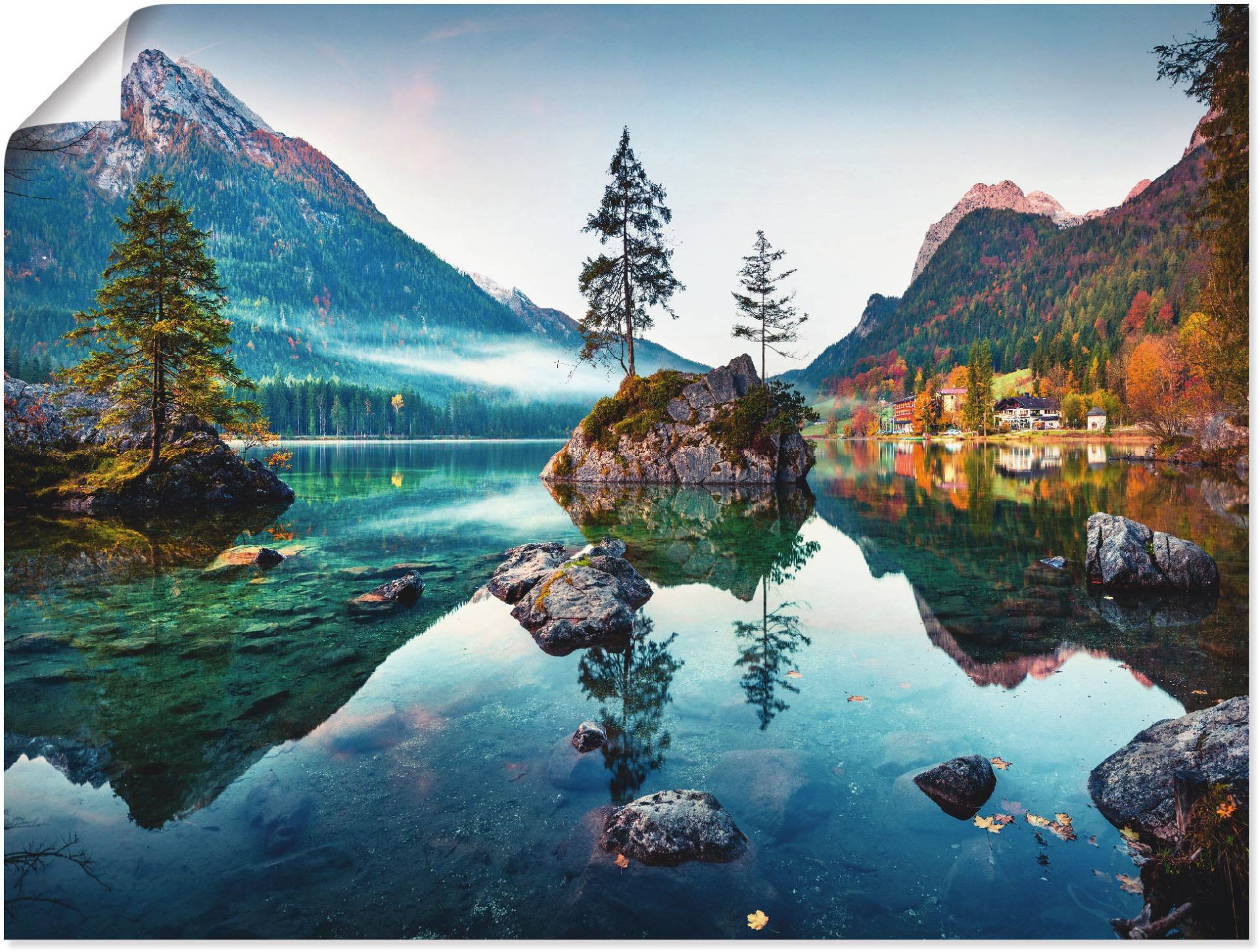 Artland Wandbild »Herbstszene des Hintersee vor Alpen«, Seebilder, (1 St.) von Artland