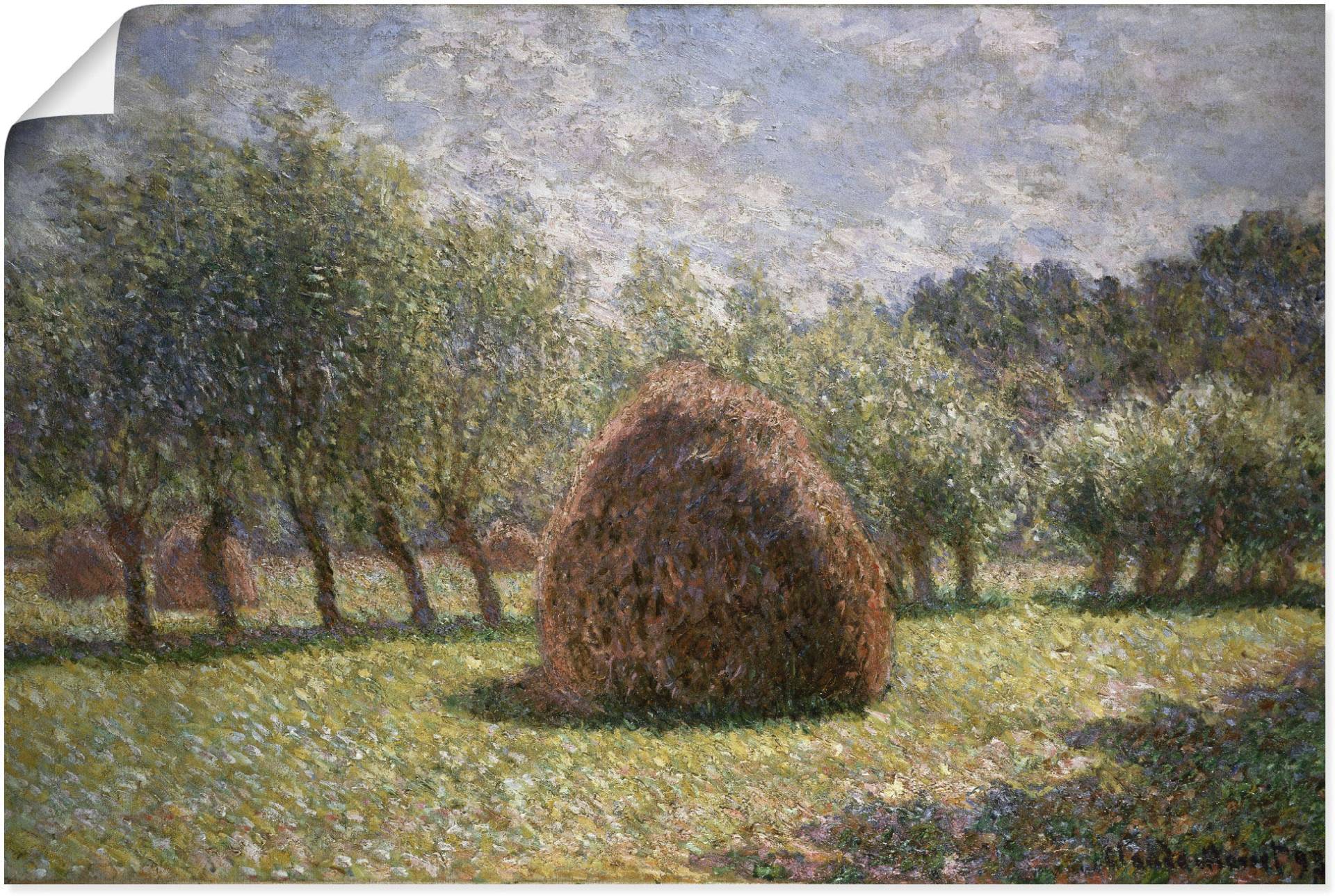 Artland Kunstdruck »Heuschober bei Giverny. 1893«, Felder, (1 St.), als Alubild, Leinwandbild, Wandaufkleber oder Poster in versch. Grössen von Artland