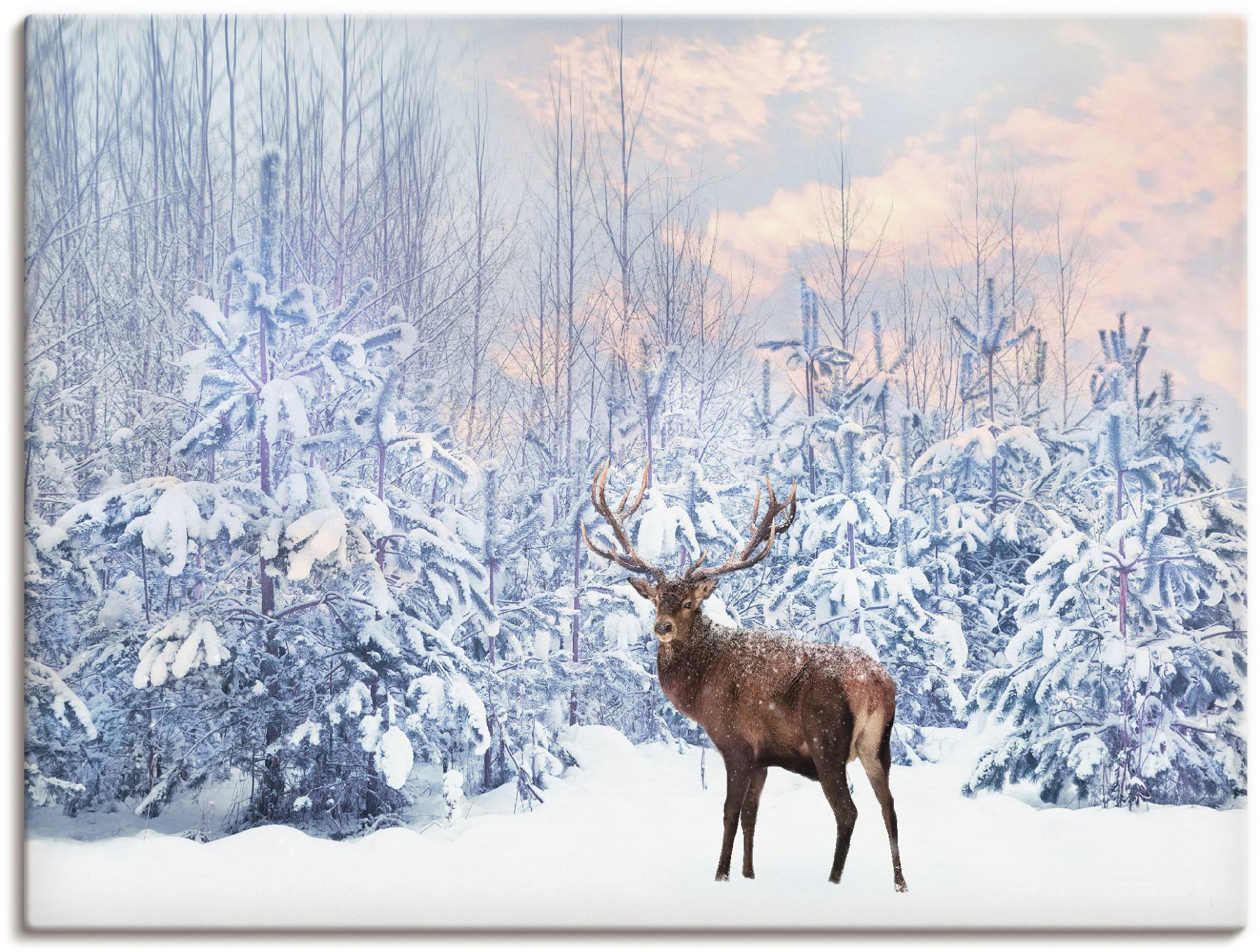 Artland Wandbild »Hirsch im Winterwald«, Hirschbilder, (1 St.) von Artland