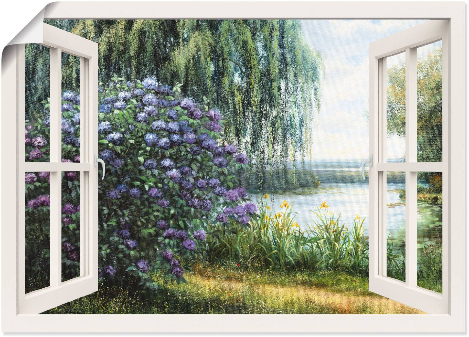 Artland Wandbild »Hortensien am See«, Fensterblick, (1 St.) von Artland