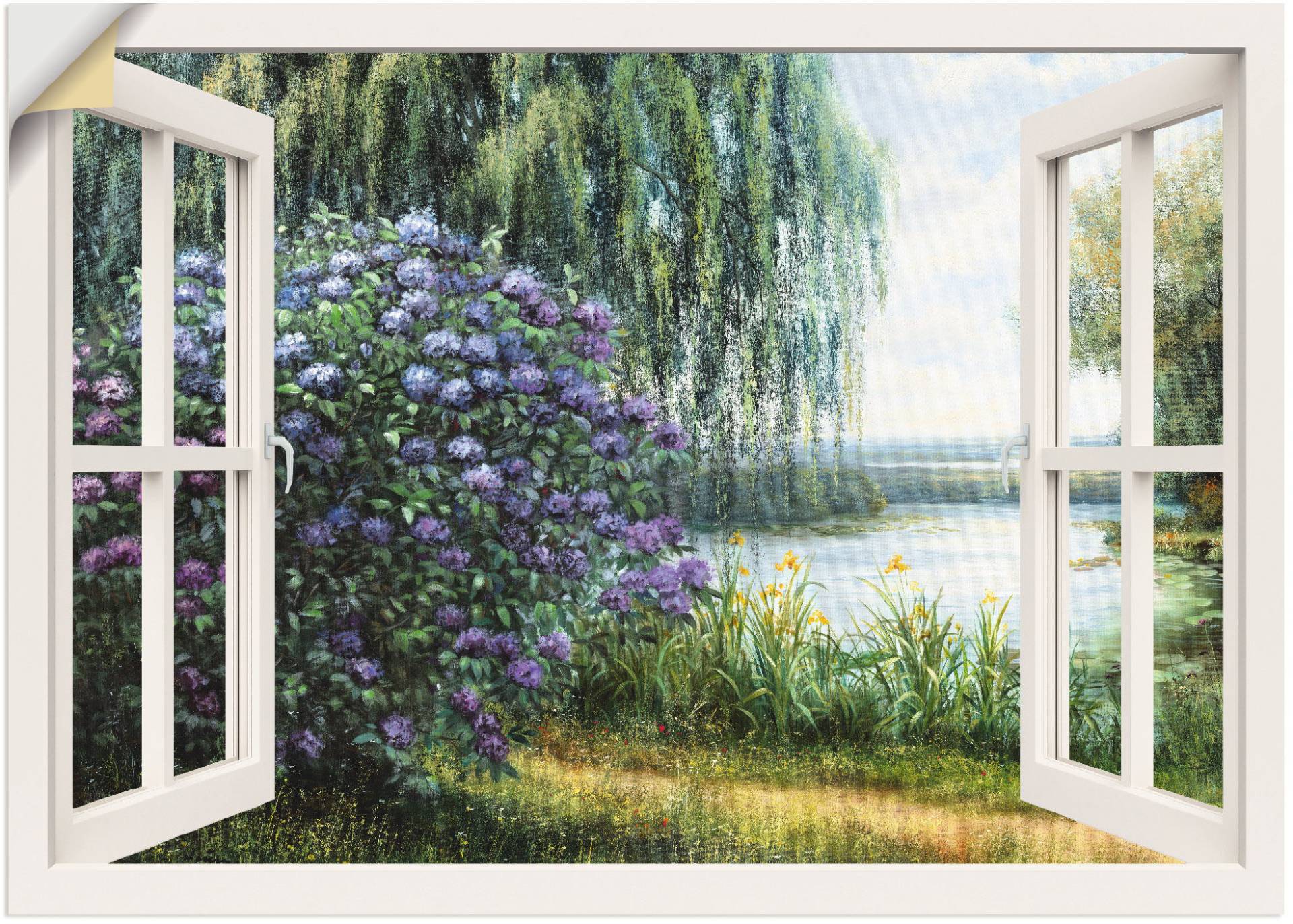 Artland Wandbild »Hortensien am See«, Fensterblick, (1 St.) von Artland