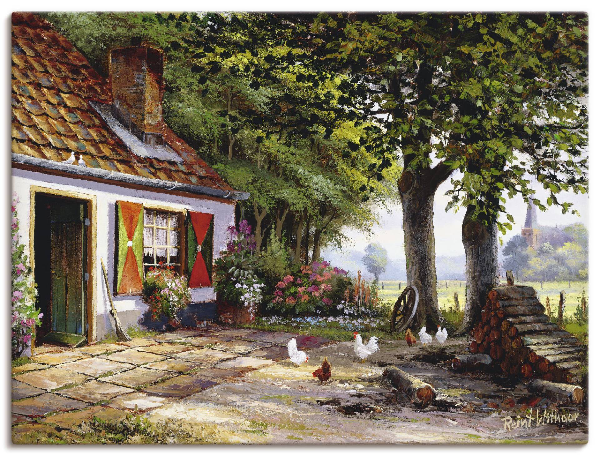 Artland Wandbild »Hühner auf dem Hof«, Garten, (1 St.), als Leinwandbild, Poster in verschied. Grössen von Artland