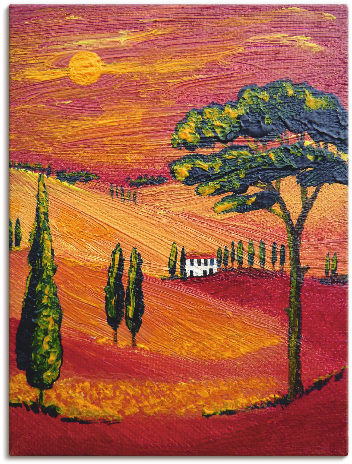 Artland Leinwandbild »Irgendwo in der Toskana/Toscana«, Sonnenaufgang & -untergang, (1 St.), auf Keilrahmen gespannt von Artland