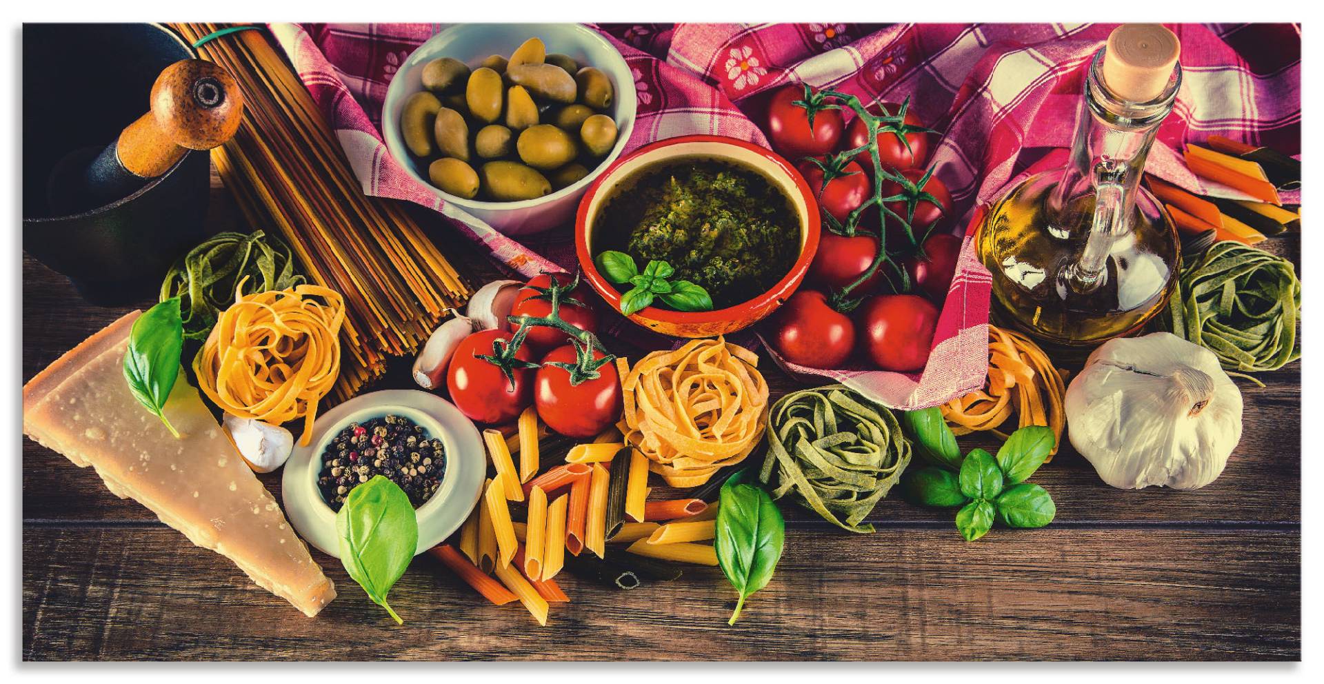 Artland Wandbild »Italienisch mediterrane Lebensmittel«, Lebensmittel, (1 St.), als Alubild, Outdoorbild, Leinwandbild, Poster, Wandaufkleber von Artland