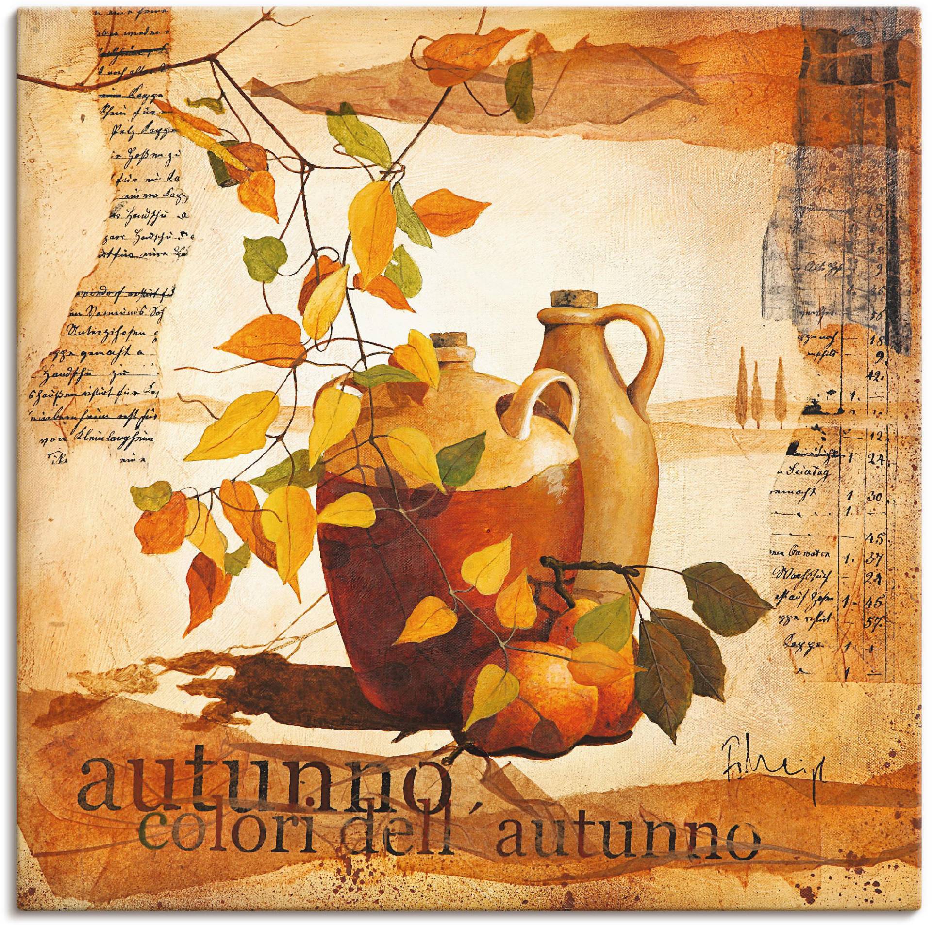 Artland Leinwandbild »Italienisches Herbstlaub«, Vasen & Töpfe, (1 St.) von Artland