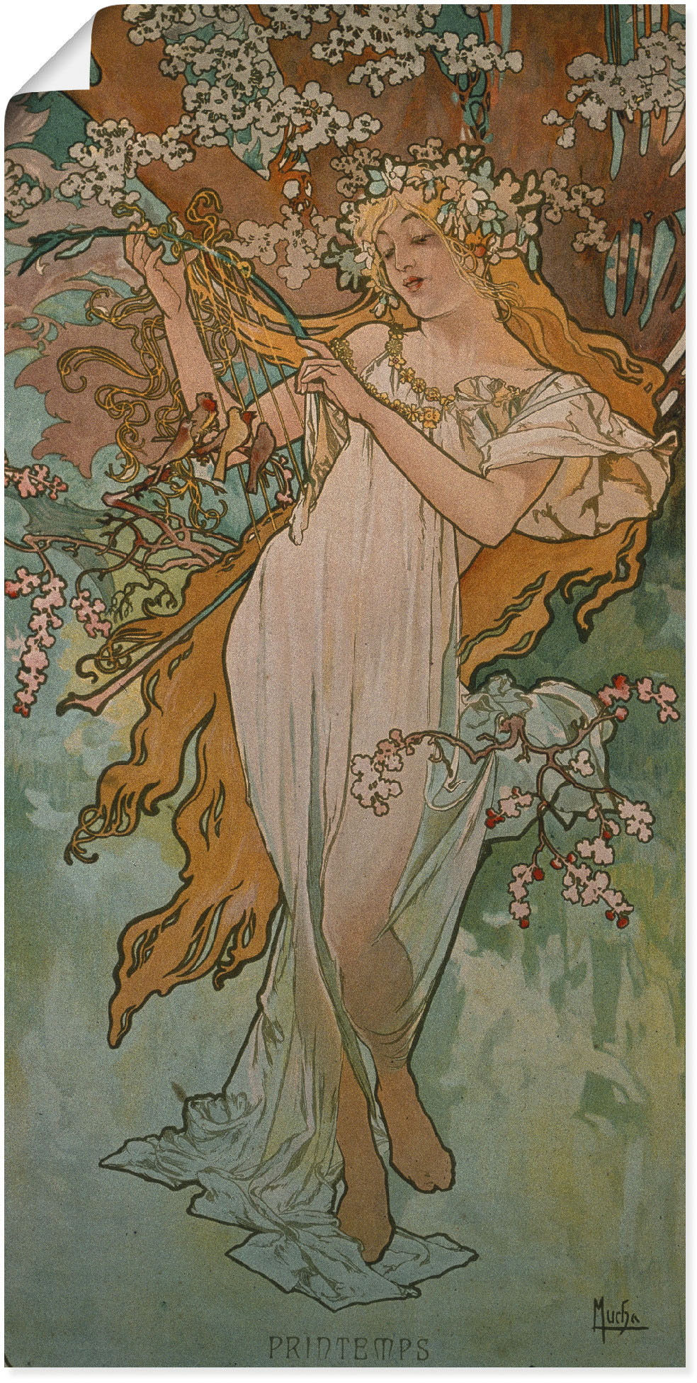 Artland Kunstdruck »Jahreszeiten: Frühling. 1896.«, Frau, (1 St.), als Alubild, Leinwandbild, Wandaufkleber oder Poster in versch. Grössen von Artland