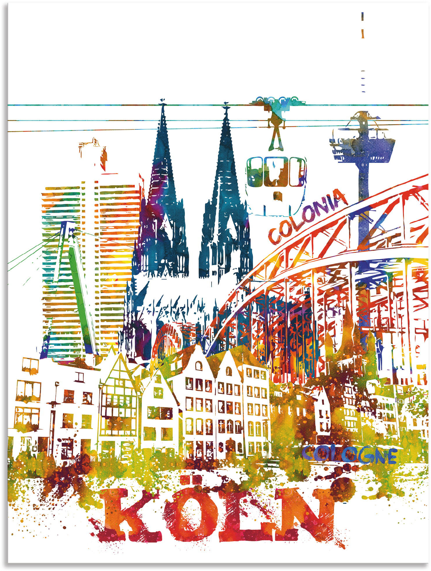 Artland Leinwandbild »Köln Dom Grafik«, Köln, (1 St.), auf Keilrahmen gespannt von Artland