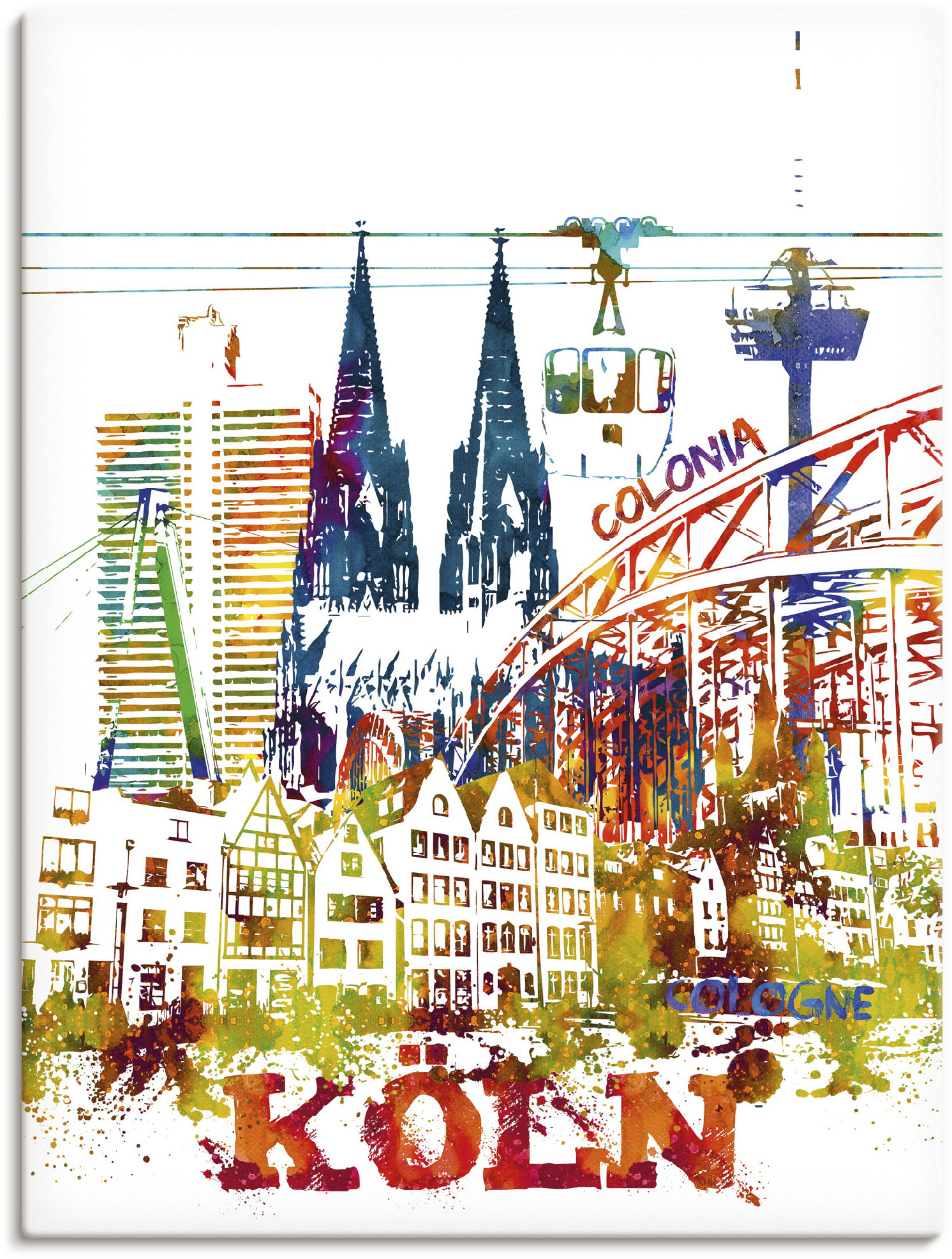 Artland Leinwandbild »Köln Dom Grafik«, Köln, (1 St.) von Artland