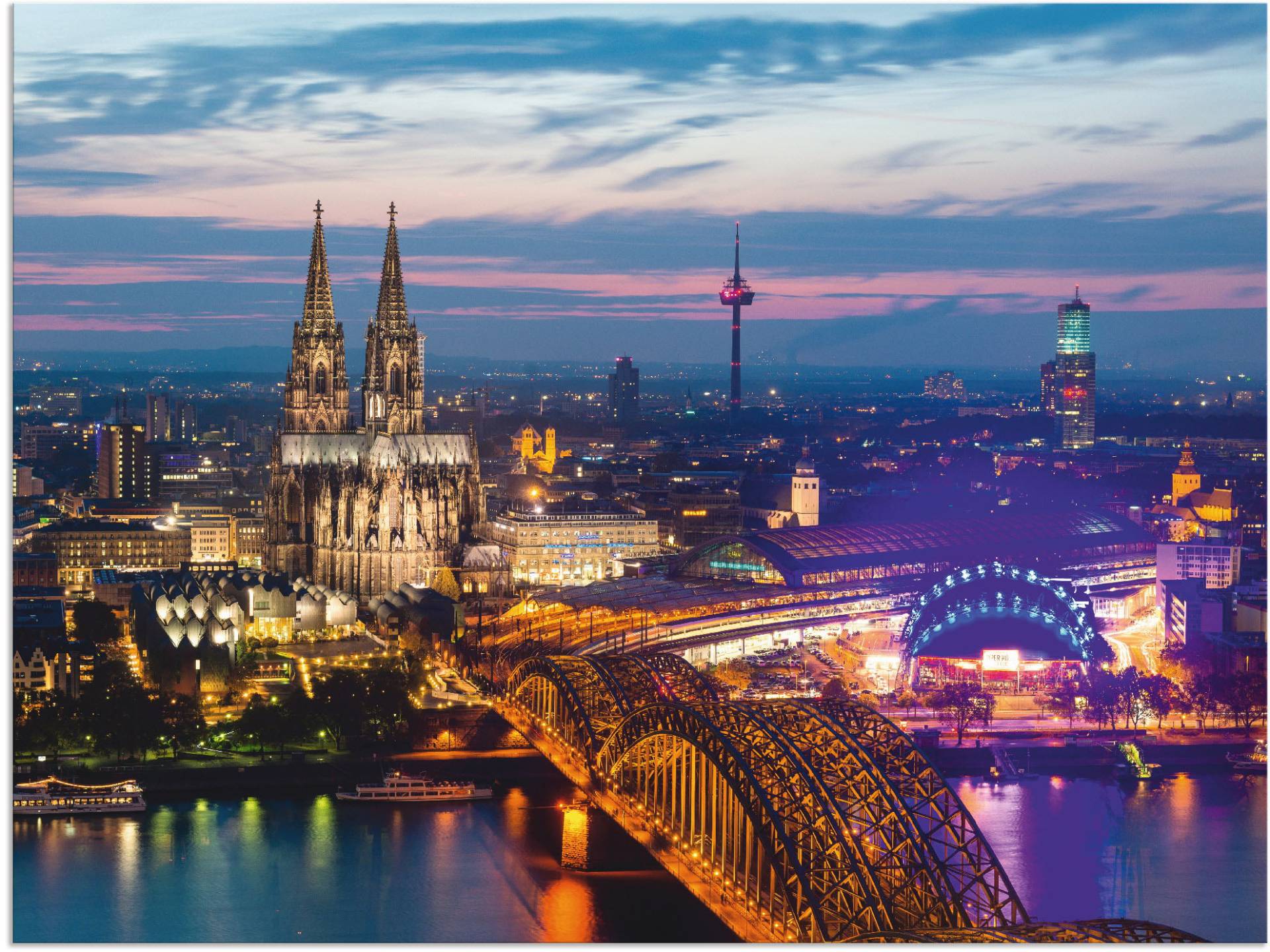 Artland Wandbild »Köln Panorama am Abend«, Deutschland, (1 St.) von Artland