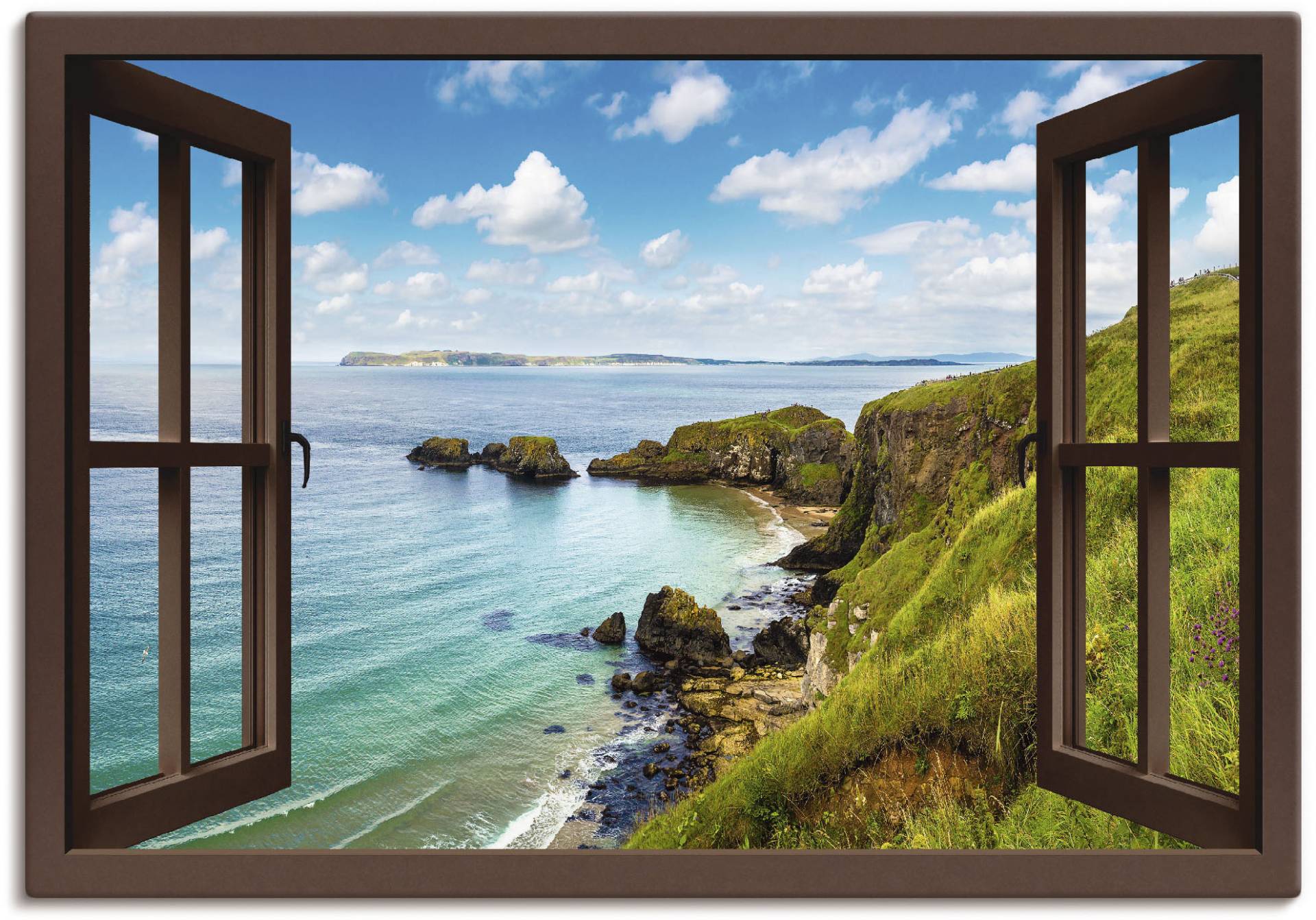 Artland Wandbild »Küstenweg in Nordirland durchs Fenster«, Meer Bilder, (1 St.), als Alubild, Outdoorbild, Leinwandbild, Wandaufkleber, versch. Grössen von Artland