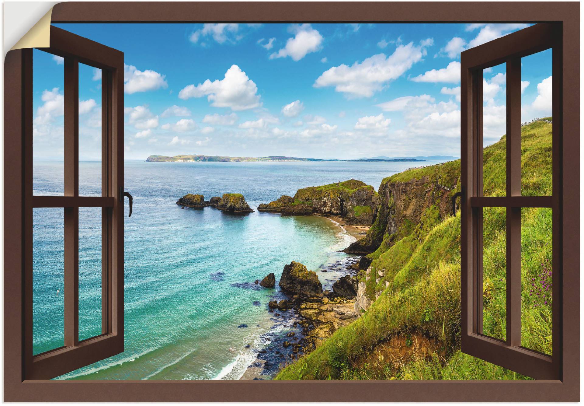 Artland Wandbild »Küstenweg in Nordirland durchs Fenster«, Meer Bilder, (1 St.), als Alubild, Leinwandbild, Wandaufkleber oder Poster in versch. Grössen von Artland