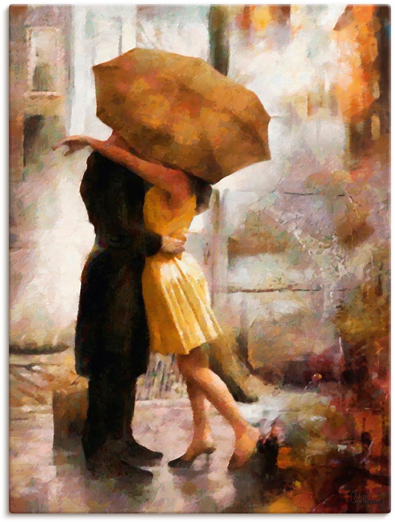 Artland Wandbild »Kuss unter Regenschirm«, Bilder von Liebespaaren, (1 St.), als Leinwandbild, Poster in verschied. Grössen von Artland