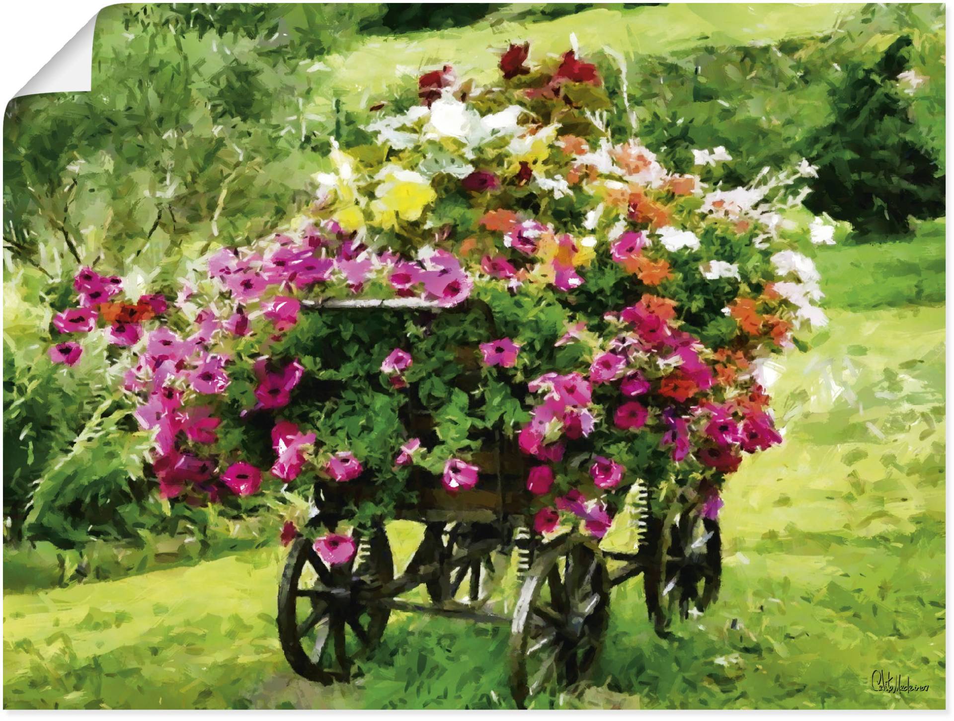 Artland Wandbild »Kutsche mit Blumen«, Blumenbilder, (1 St.), als Alubild, Outdoorbild, Leinwandbild, Poster in verschied. Grössen von Artland