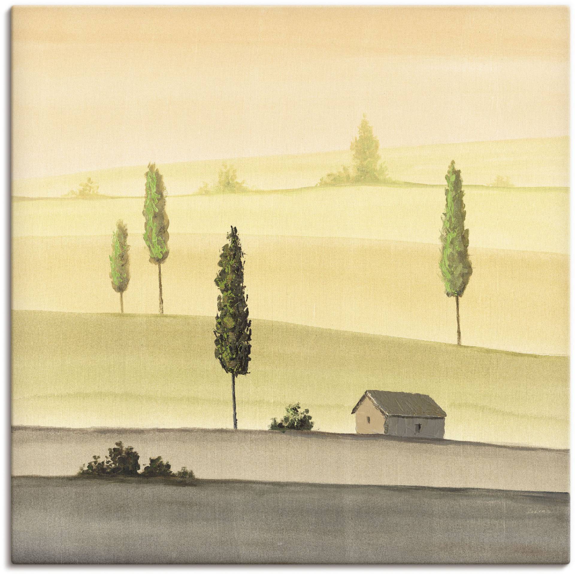 Artland Leinwandbild »Landschaft in Grün«, Wiesen & Bäume, (1 St.), auf Keilrahmen gespannt von Artland