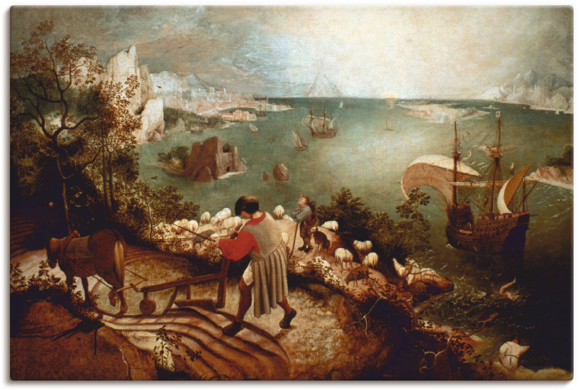 Artland Leinwandbild »Landschaft mit dem Sturz des Ikarus«, klassische Fantasie, (1 St.), auf Keilrahmen gespannt von Artland