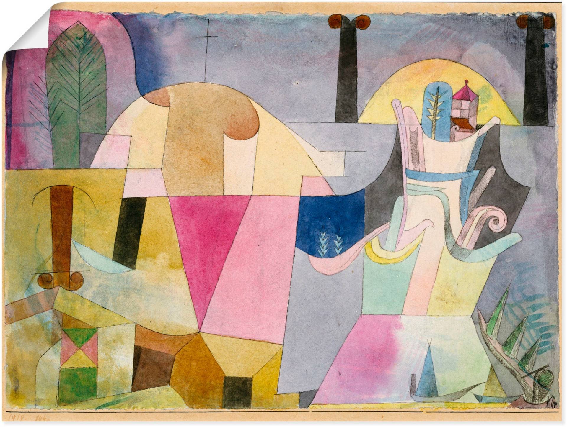 Artland Kunstdruck »Landschaft mit schwarzen Säulen. 1919.«, Muster, (1 St.) von Artland