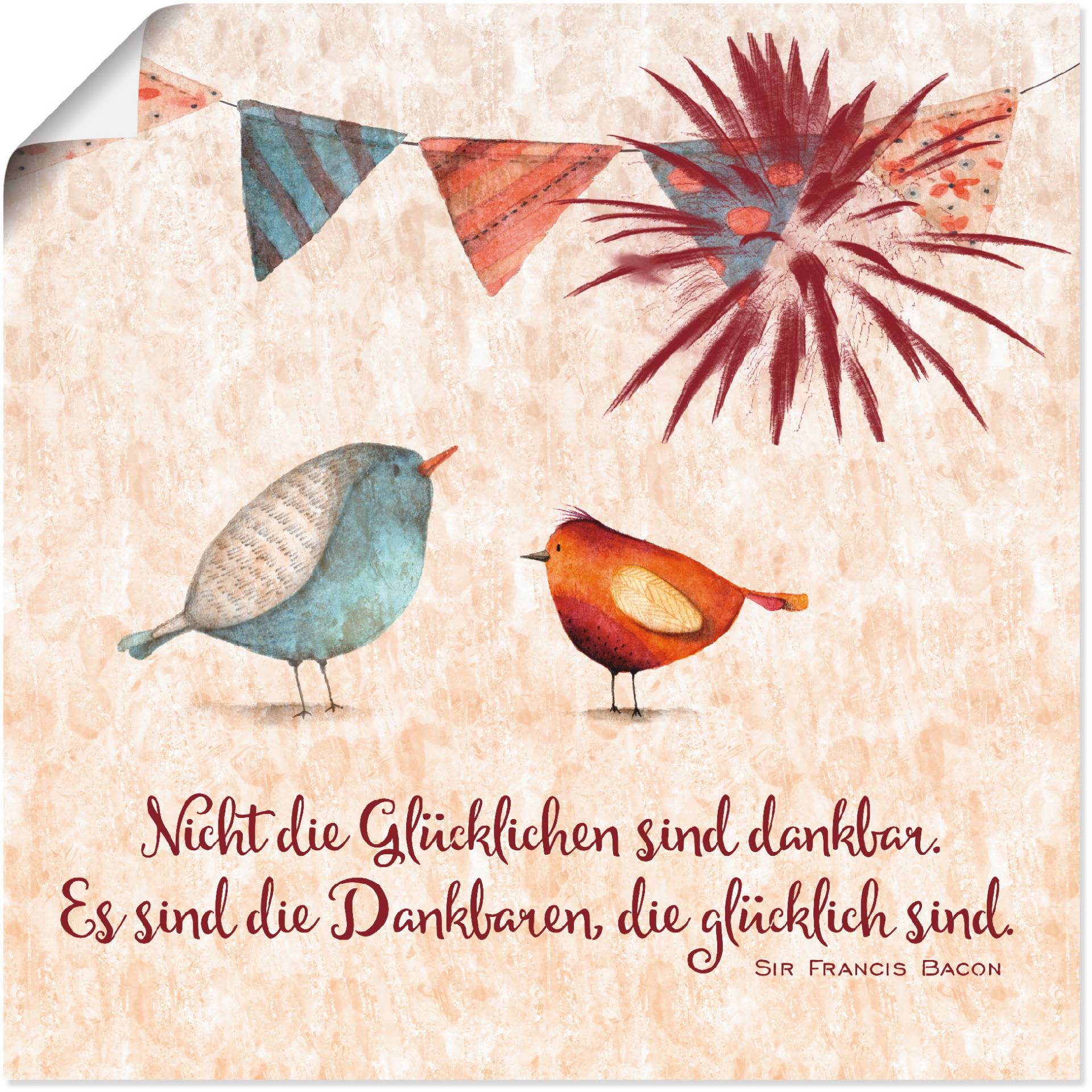 Artland Wandbild »Lebensweisheit Glücklich«, Tiere, (1 St.) von Artland