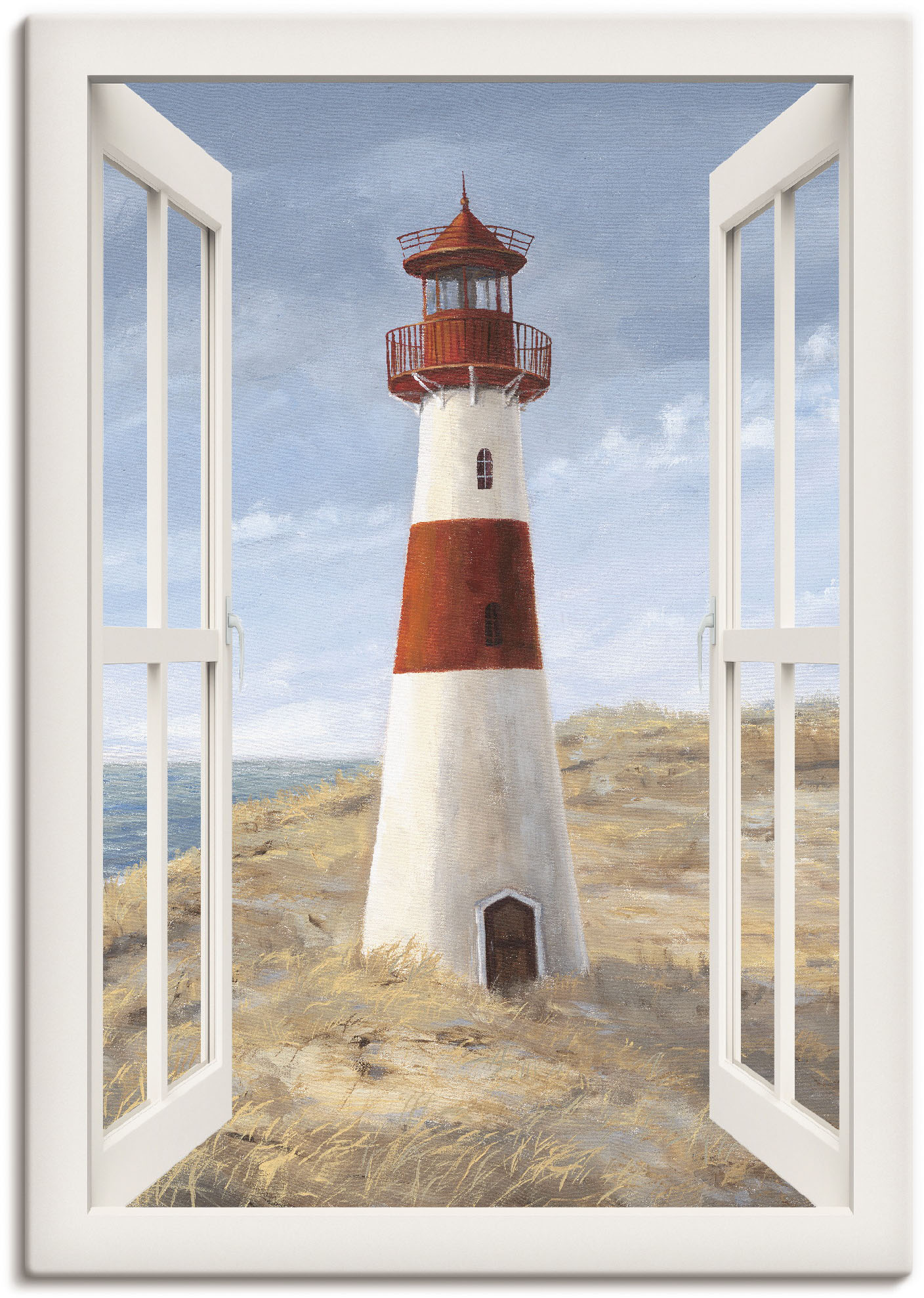 Artland Wandbild »Leuchtturm I Fensterblick«, Gebäude, (1 St.), als Alubild, Outdoorbild, Leinwandbild, Poster in verschied. Grössen von Artland