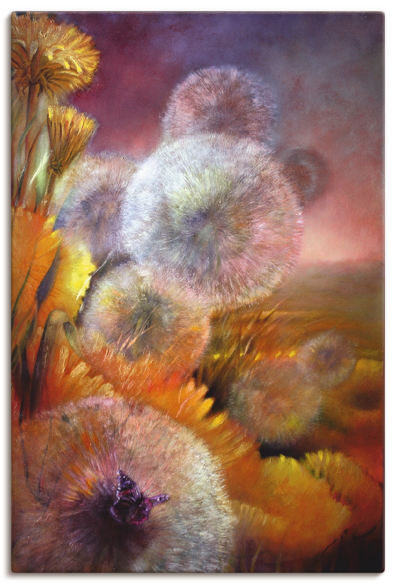 Artland Wandbild »Löwenzahn und Schmetterling«, Blumen, (1 St.), als Leinwandbild, Poster in verschied. Grössen von Artland