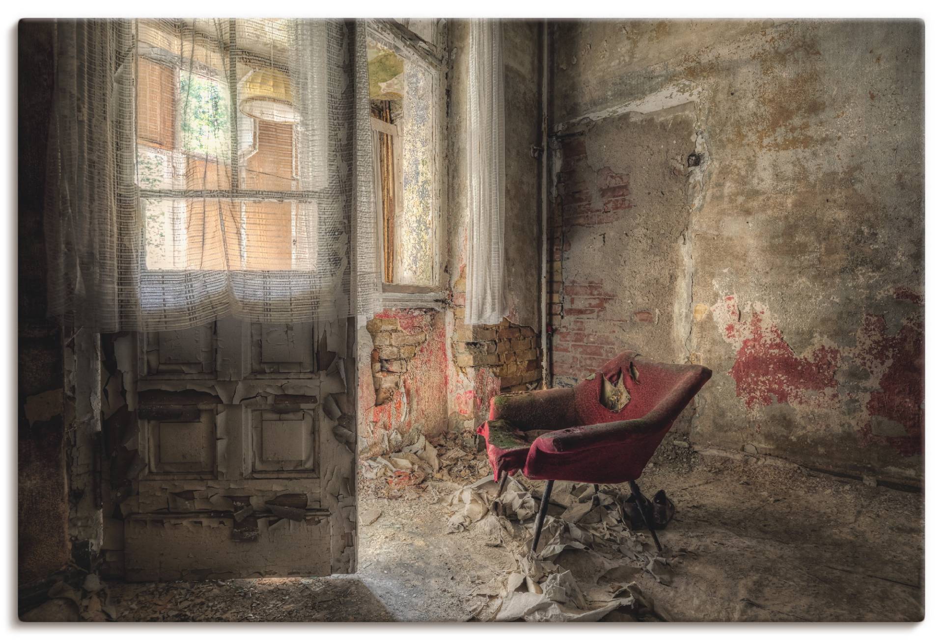 Artland Wandbild »Lost Place - roter Sessel I«, Innenarchitektur, (1 St.), als Alubild, Outdoorbild, Leinwandbild, Poster, Wandaufkleber von Artland
