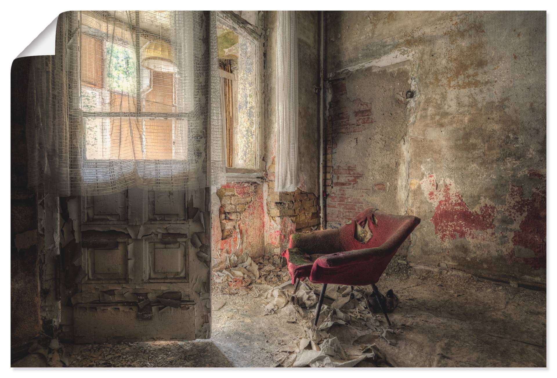 Artland Wandbild »Lost Place - roter Sessel I«, Innenarchitektur, (1 St.) von Artland