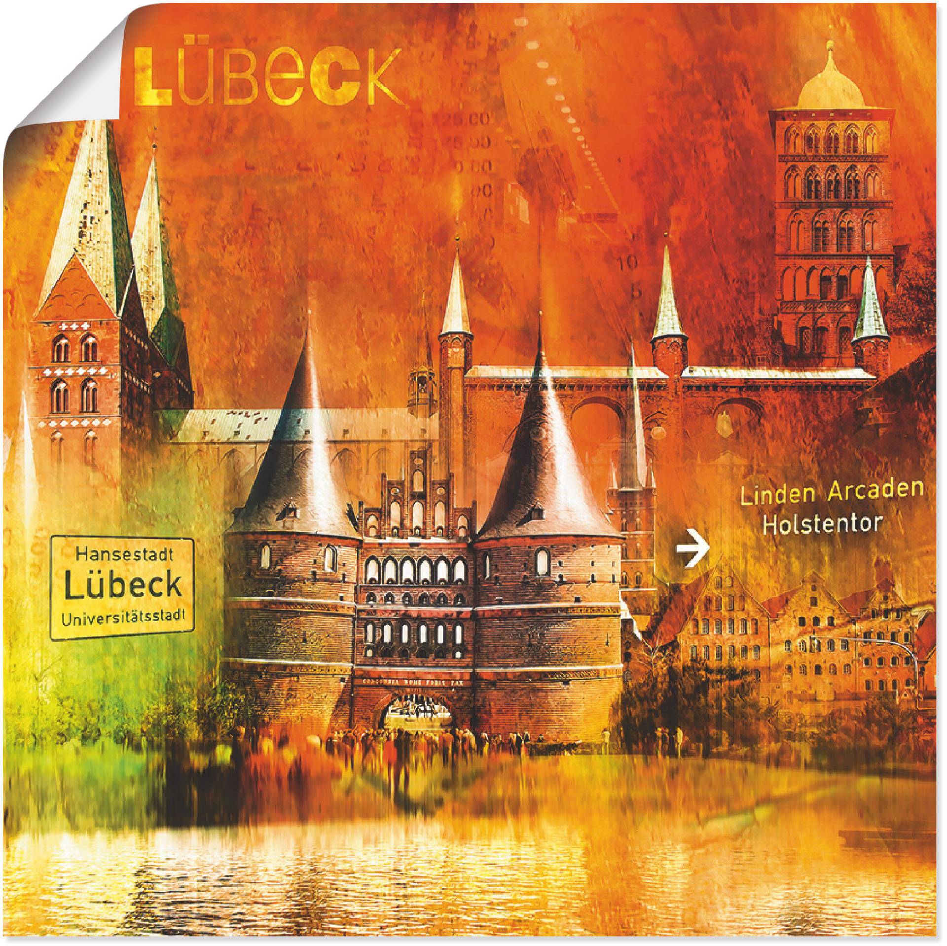 Artland Poster »Lübeck Hansestadt Collage 04«, Architektonische Elemente, (1 St.) von Artland