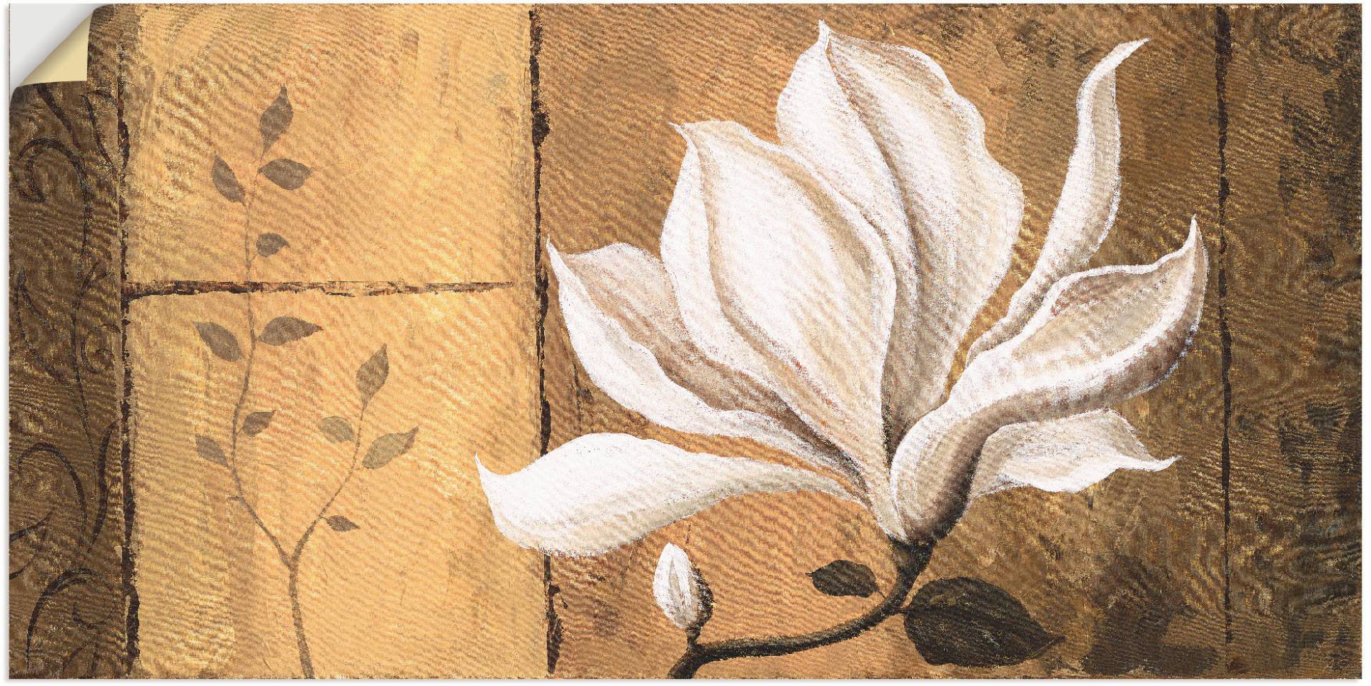 Artland Wandbild »Magnolie an Gold-Braun«, Blumen, (1 St.), als Leinwandbild, Poster in verschied. Grössen von Artland