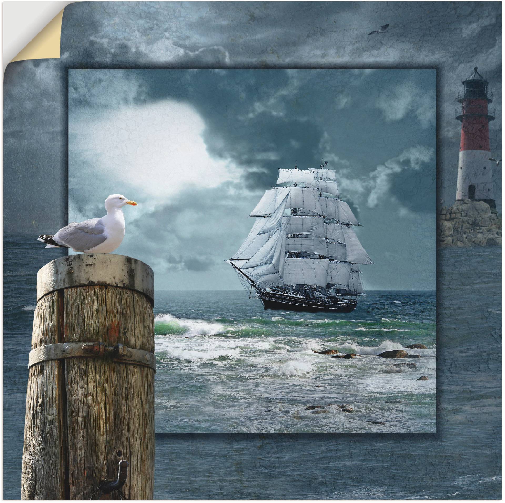 Artland Wandbild »Maritime Collage mit Segelschiff«, Boote & Schiffe, (1 St.) von Artland