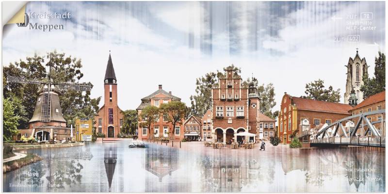 Artland Wandbild »Meppen Skyline Abstrakte Collage«, Deutschland, (1 St.), als Leinwandbild, Wandaufkleber in verschied. Grössen von Artland
