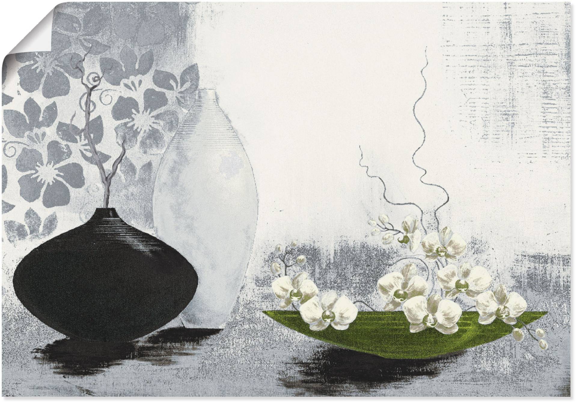 Artland Wandbild »Modernes bauchiges Gefäss mit Orchideen«, Vasen & Töpfe, (1 St.) von Artland