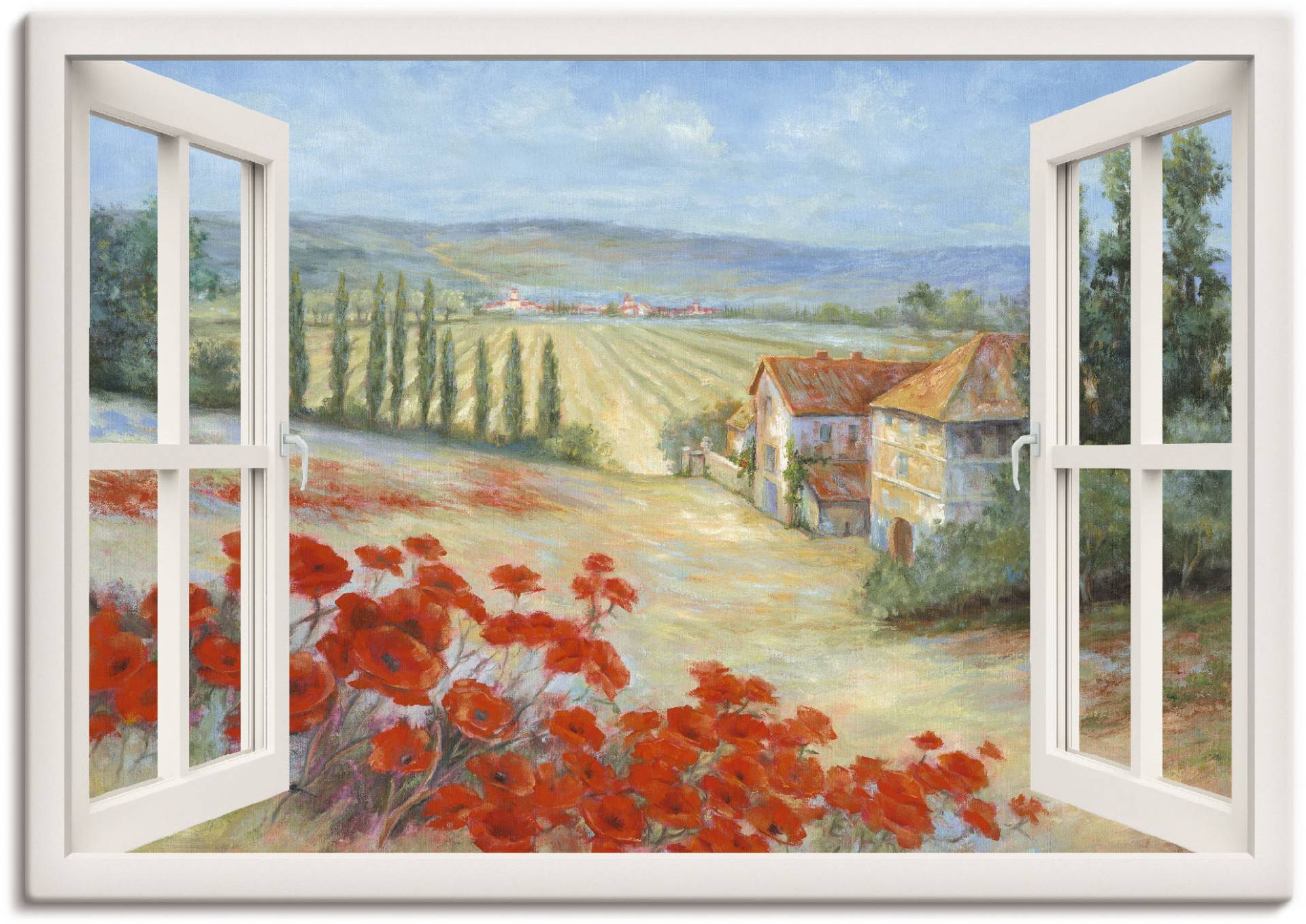 Artland Leinwandbild »Mohnlandschaft«, Fensterblick, (1 St.), auf Keilrahmen gespannt von Artland