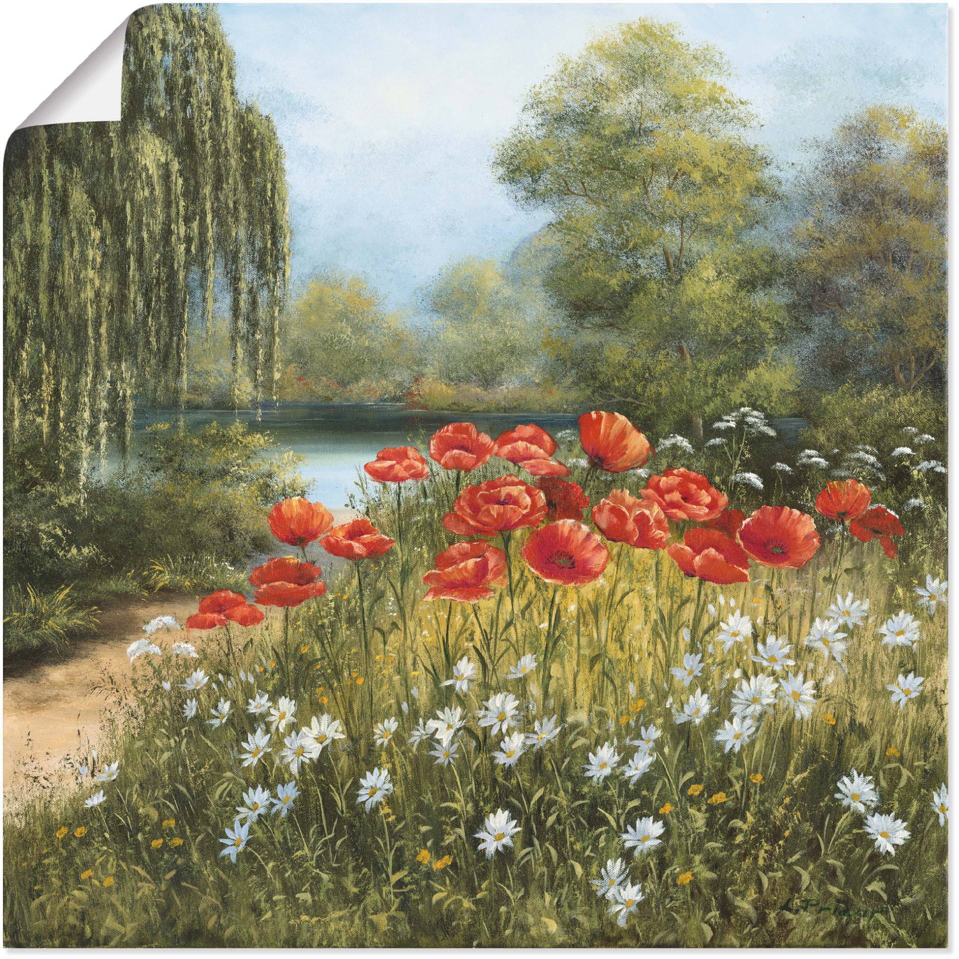 Artland Wandbild »Mohnwiese am See«, Blumenwiese, (1 St.) von Artland