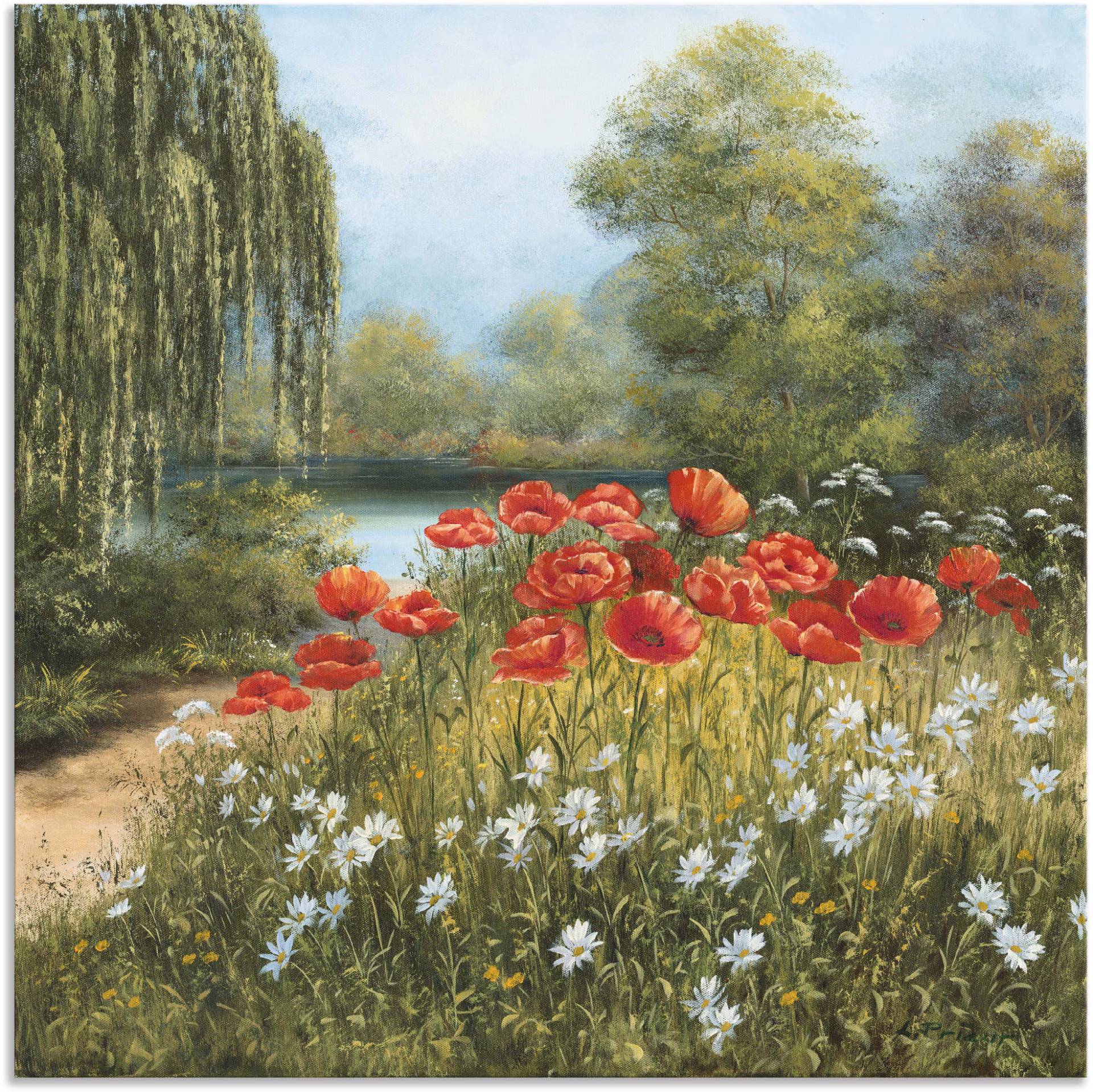 Artland Wandbild »Mohnwiese am See«, Blumenwiese, (1 St.) von Artland