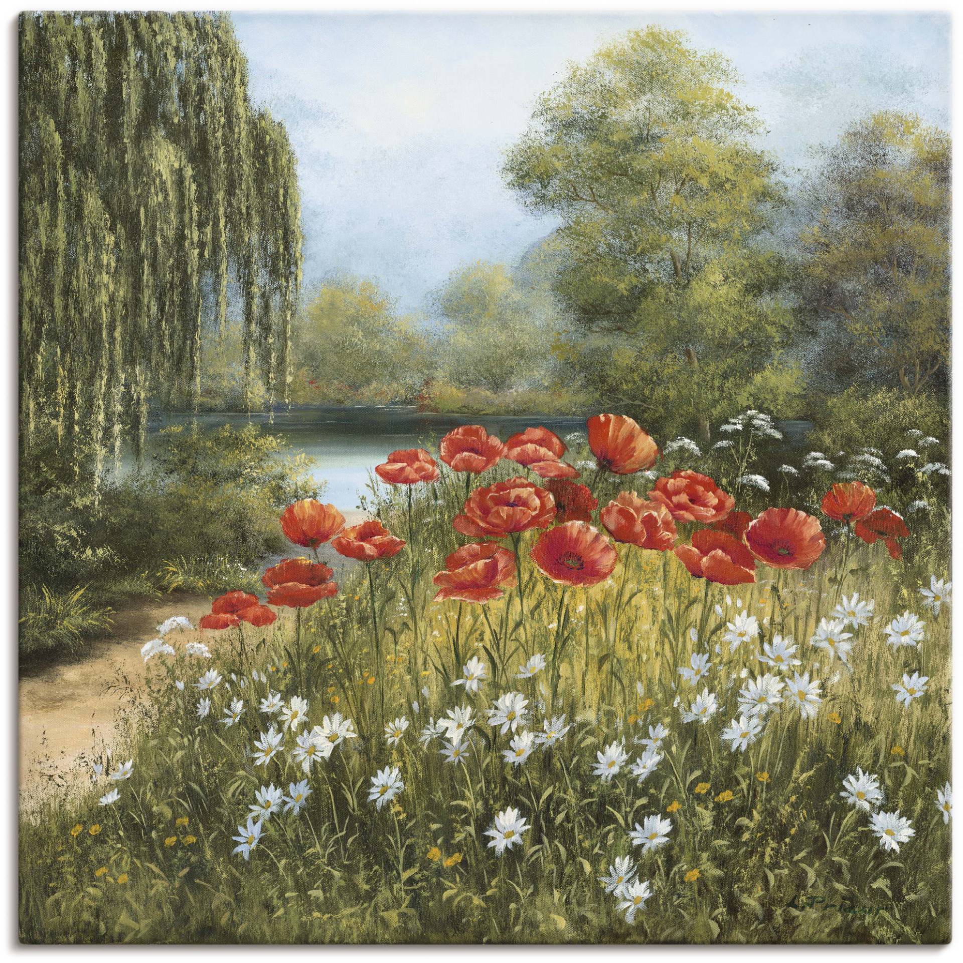 Artland Wandbild »Mohnwiese am See«, Blumenwiese, (1 St.) von Artland