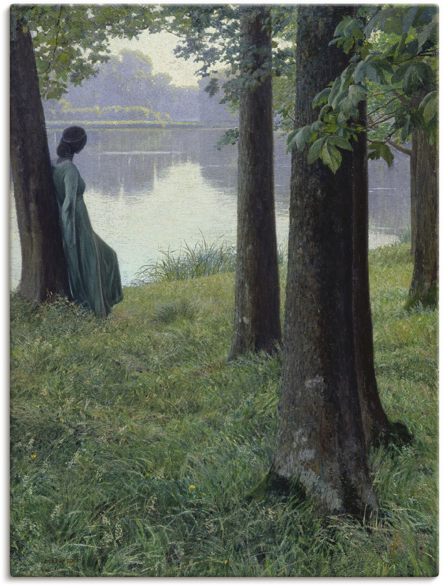 Artland Wandbild »Morgen am Teich in Rastede. 1906«, Frau, (1 St.) von Artland