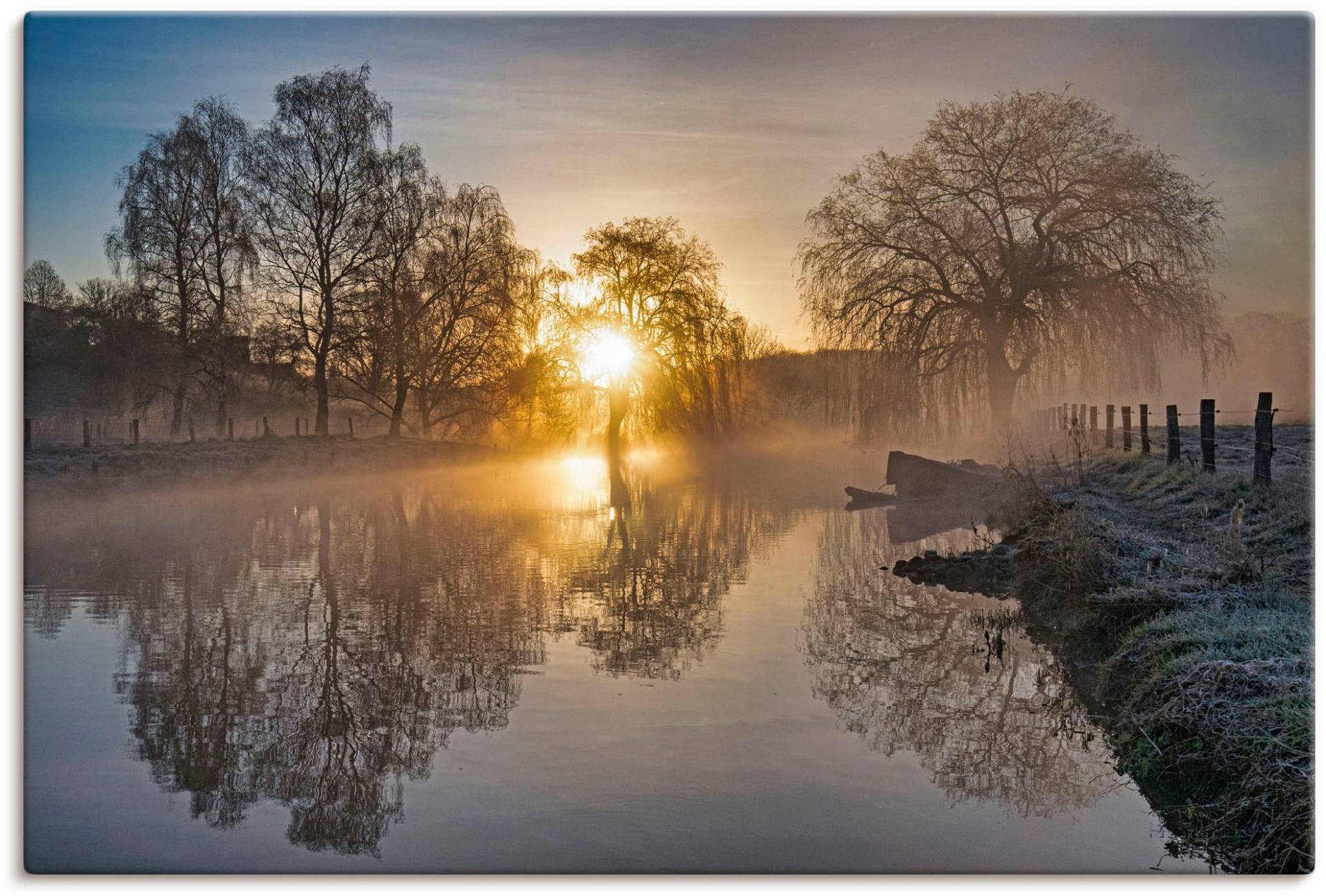 Artland Wandbild »Mystischer Morgen an der Trave«, Bilder vom Sonnenuntergang & -aufgang (1 Stück), in vielen Grössen & Produktarten - Alubild/Outdoorbild, Leinwandbild, Poster, Wandaufkleber/Wandtattoo auch für Badezimmer geeignet von Artland