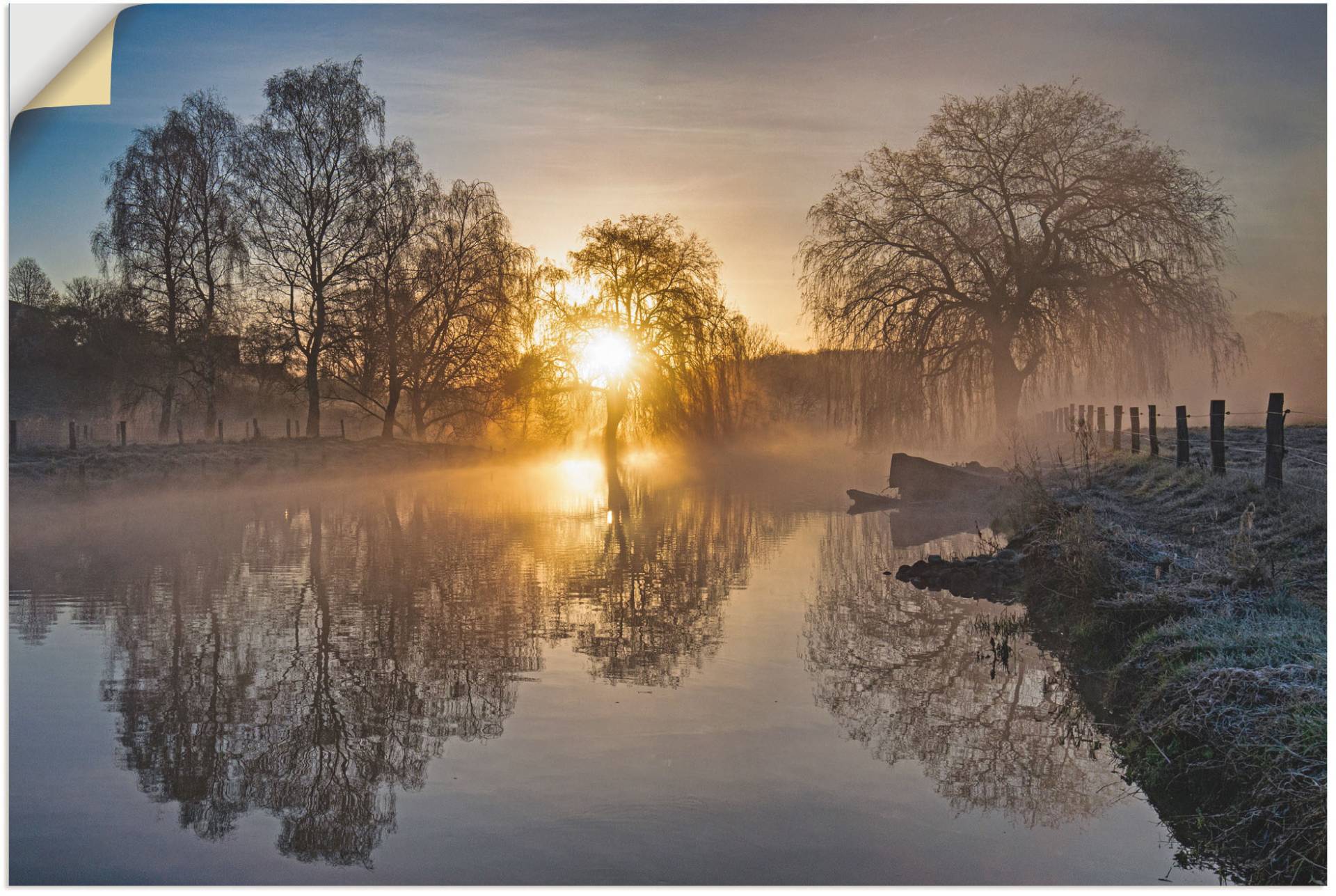 Artland Wandbild »Mystischer Morgen an der Trave«, Bilder vom Sonnenuntergang & -aufgang (1 Stück), in vielen Grössen & Produktarten - Alubild/Outdoorbild, Leinwandbild, Poster, Wandaufkleber/Wandtattoo auch für Badezimmer geeignet von Artland