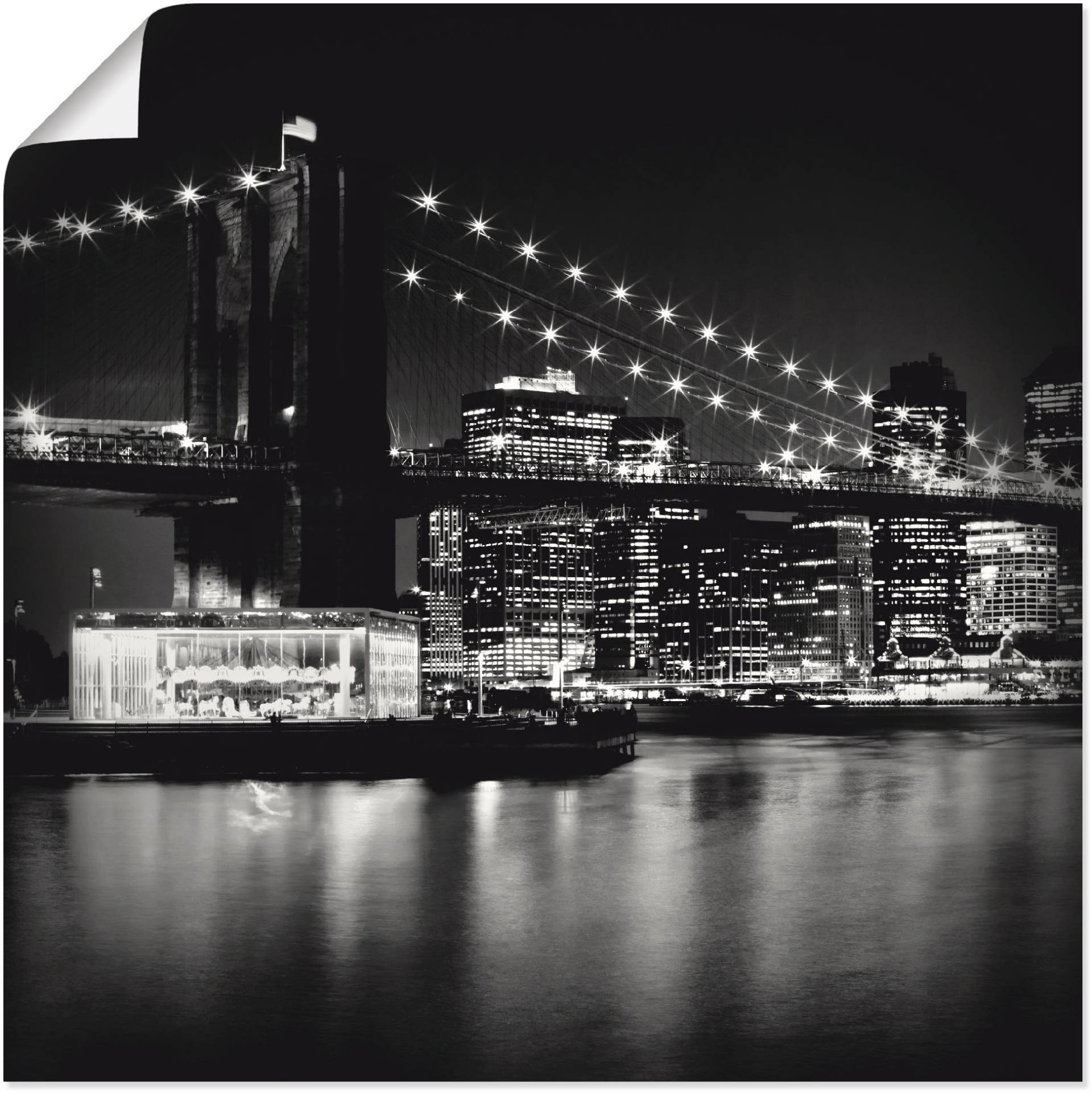 Artland Wandbild »NYC Brooklyn Bridge bei Nacht«, Amerika, (1 St.) von Artland