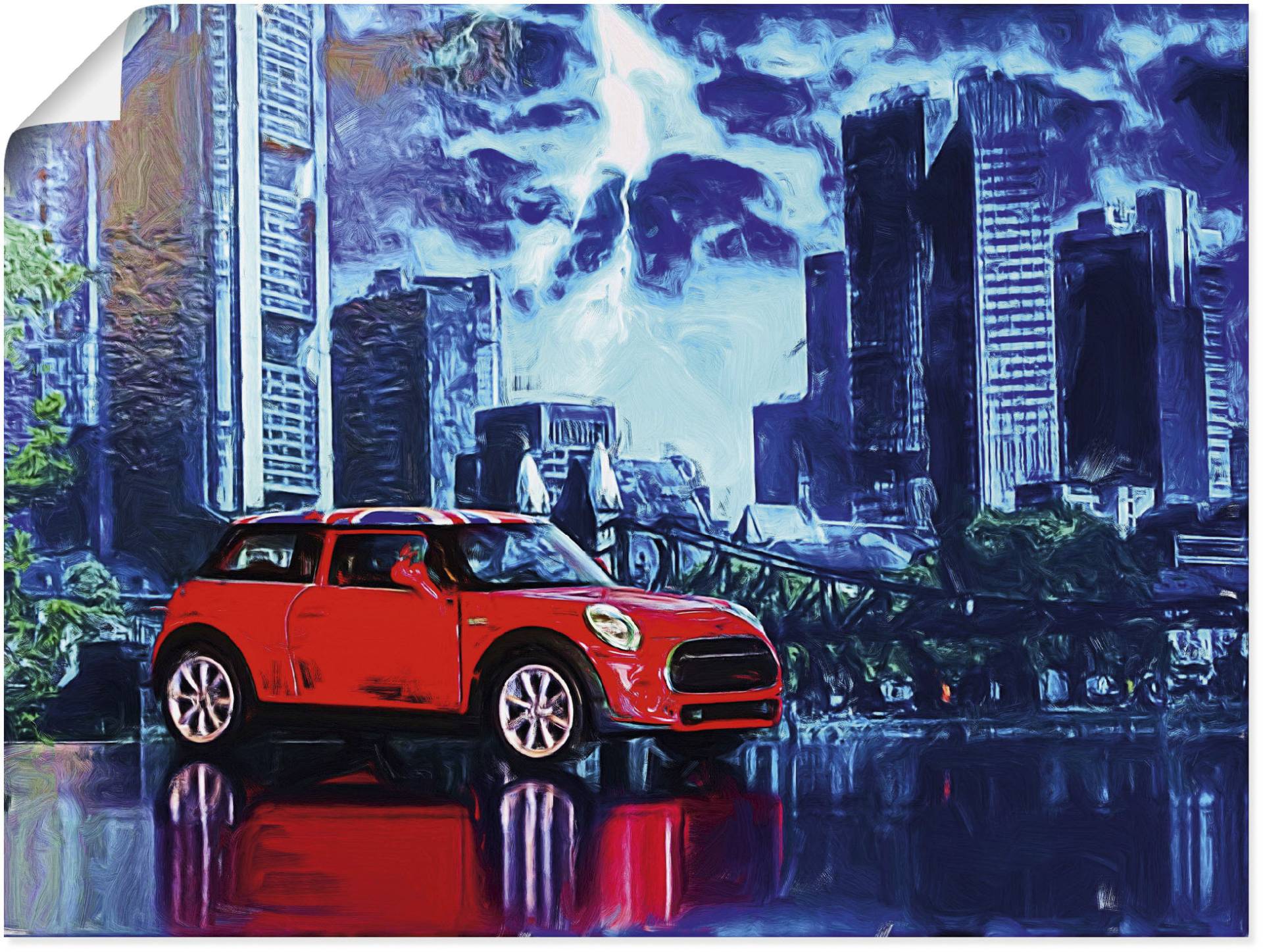 Artland Poster »Nachts in der Stadt«, Auto, (1 St.), als Alubild, Leinwandbild, Wandaufkleber oder Poster in versch. Grössen von Artland