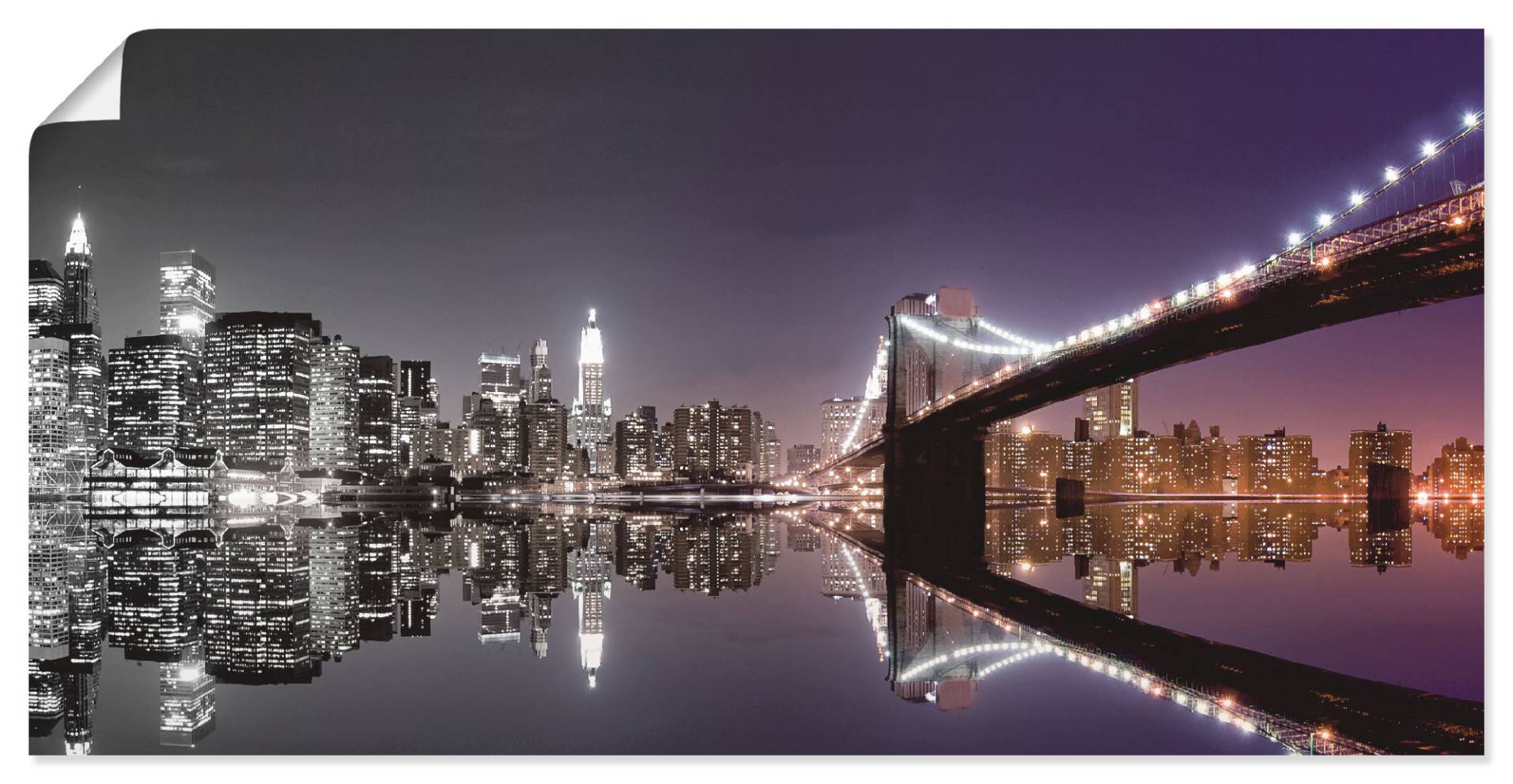 Artland Wandbild »New York Skyline nächtliche Reflektion«, Amerika, (1 St.) von Artland